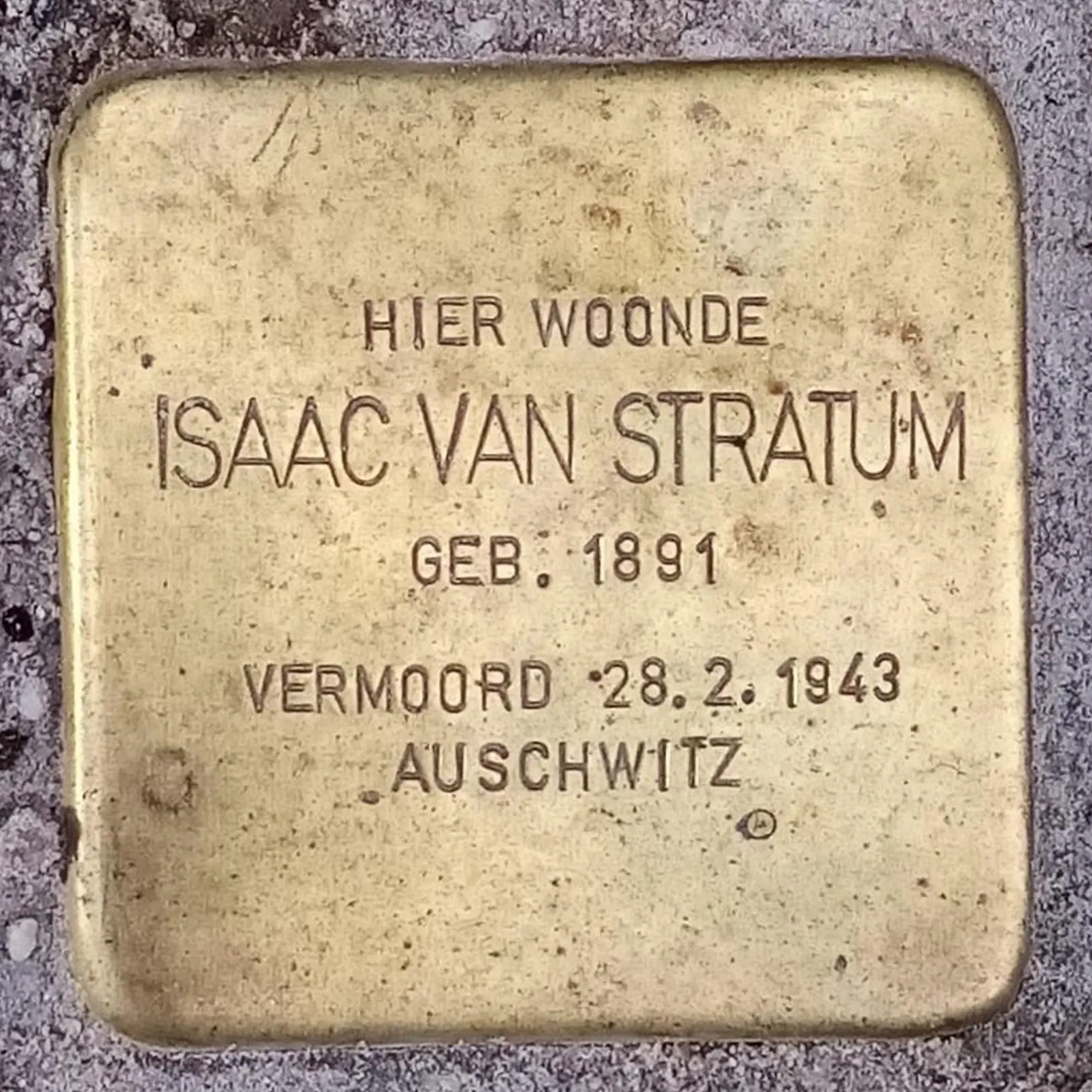 Struikelsteen voor Isaac van Stratum