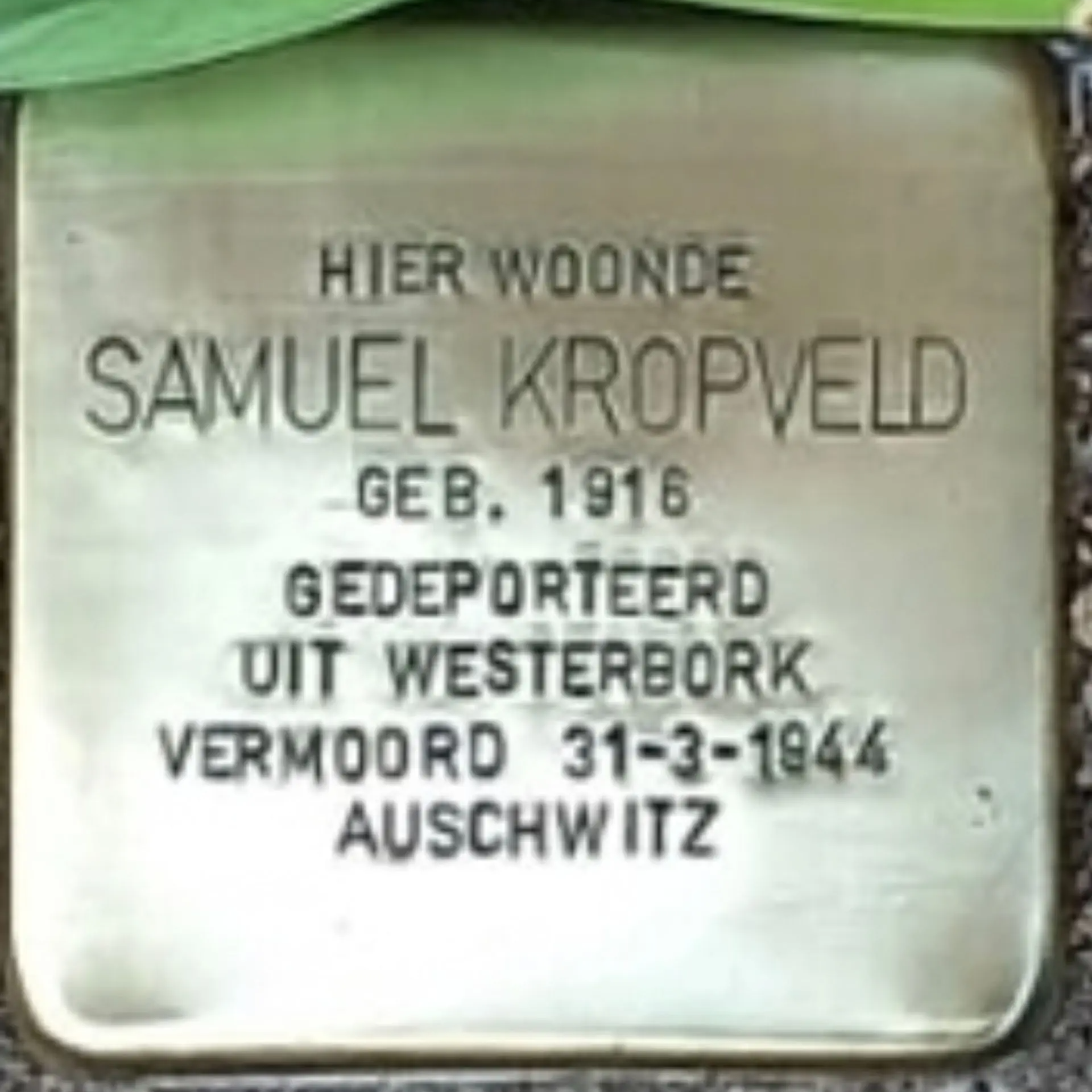 Struikelsteen voor Samuel Kropveld