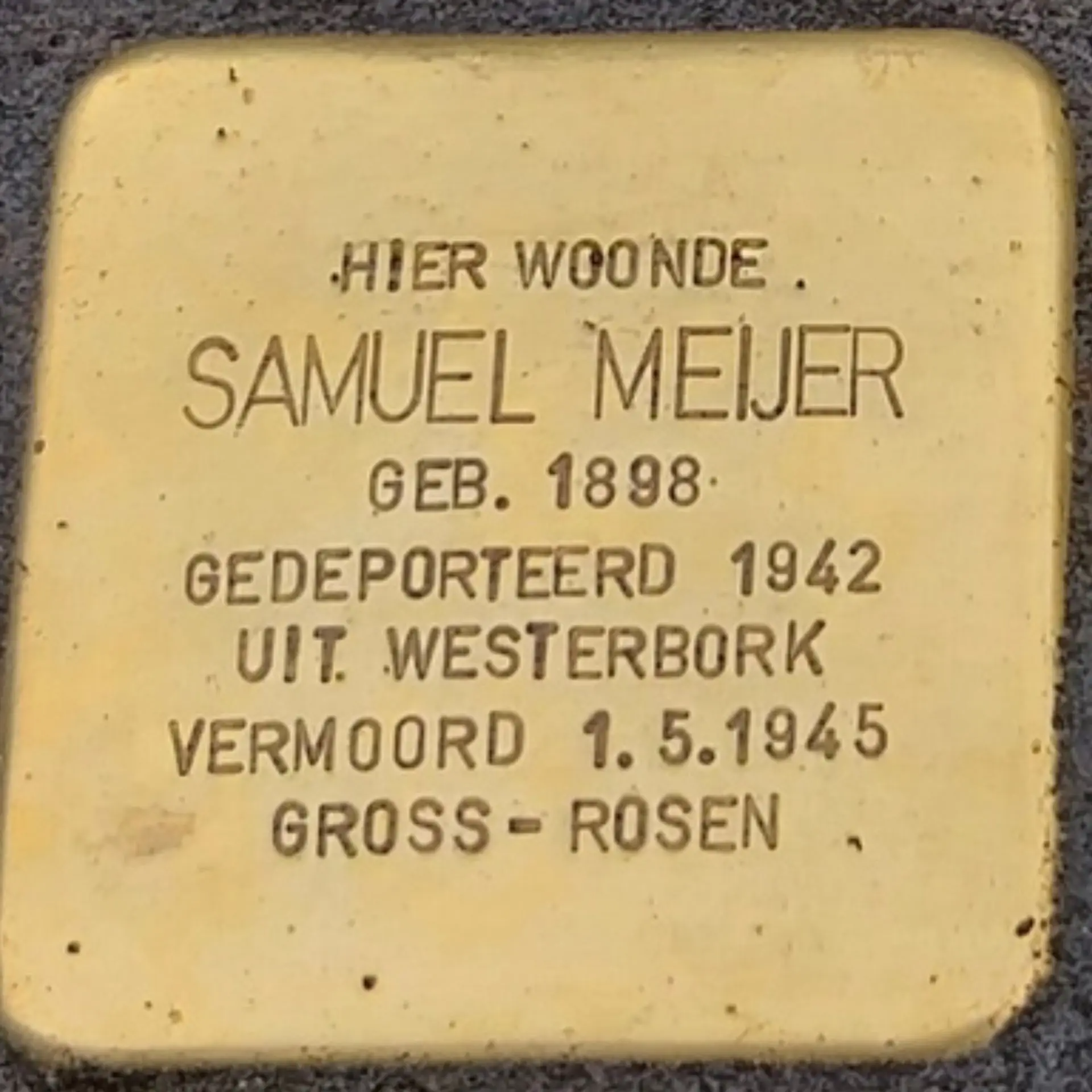 Struikelsteen voor Samuel Meijer