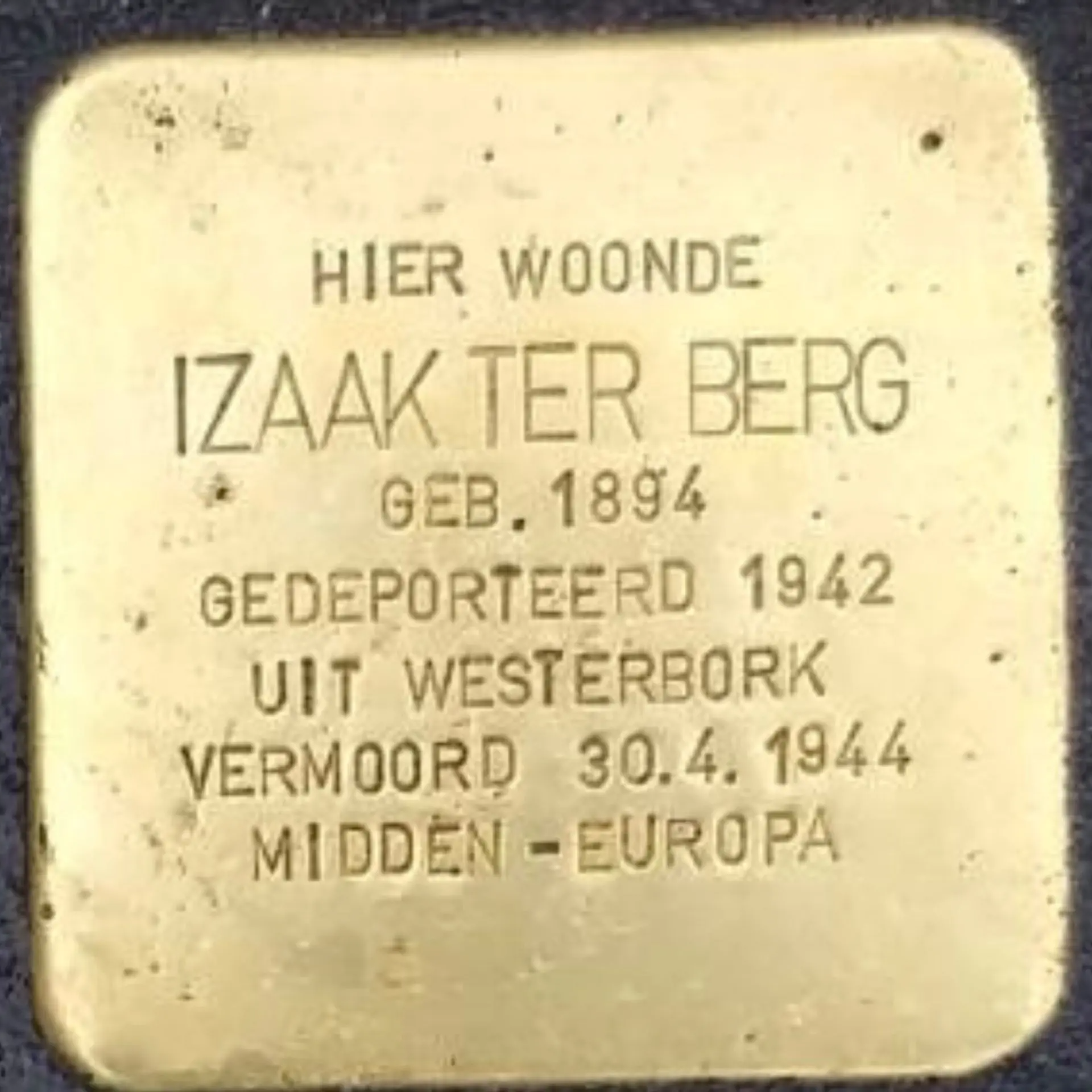 Struikelsteen voor Izaak ter Berg