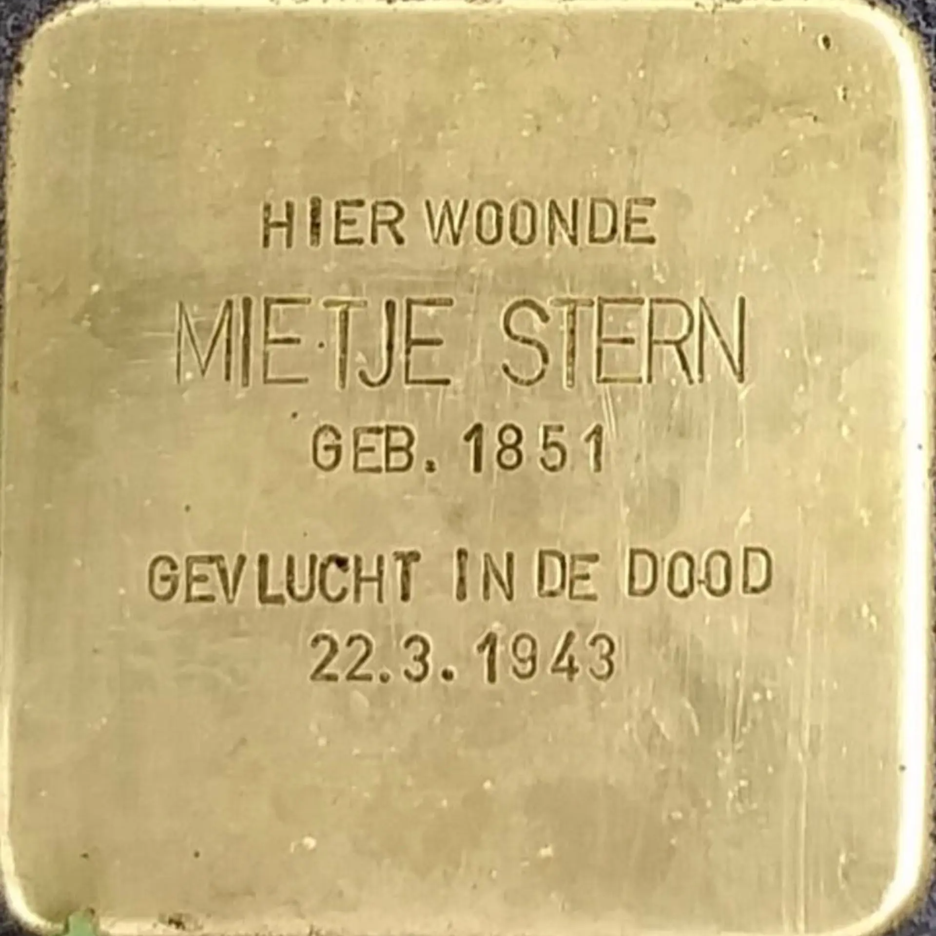 Struikelsteen voor Mietje van Zuiden-Stern
