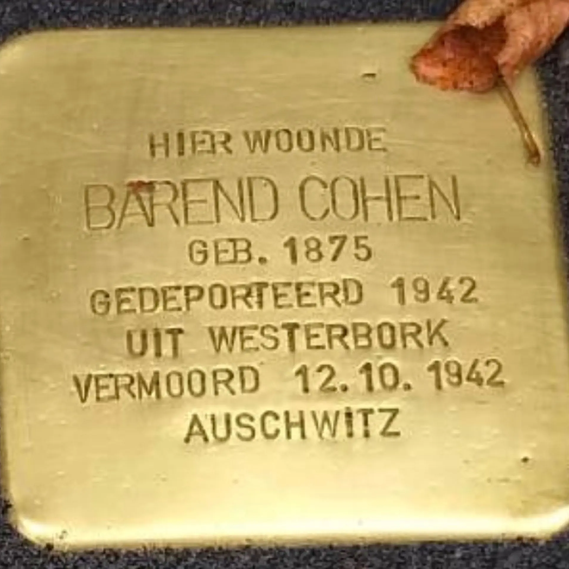 Struikelsteen voor Barend Cohen