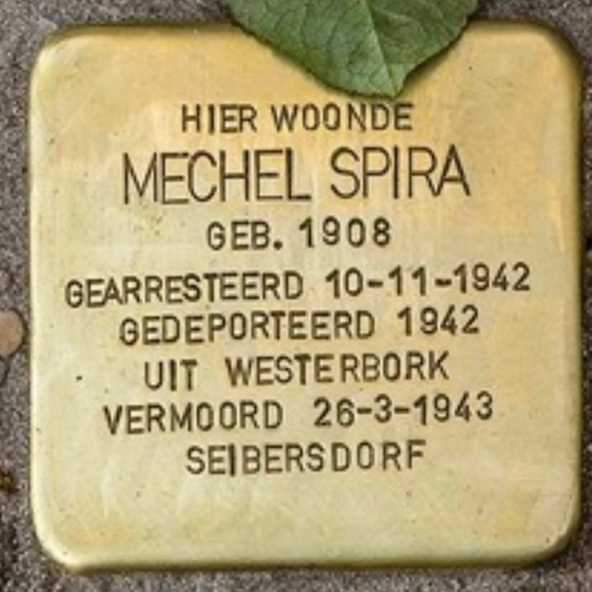 Struikelsteen voor Mechel Spira