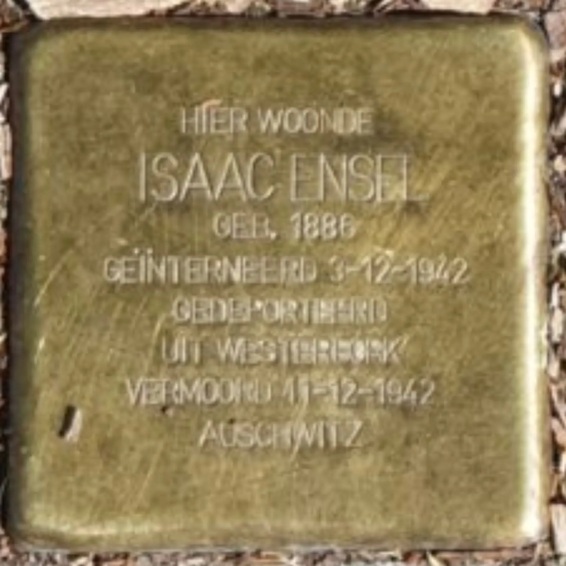 Struikelsteen voor Isaac Ensel