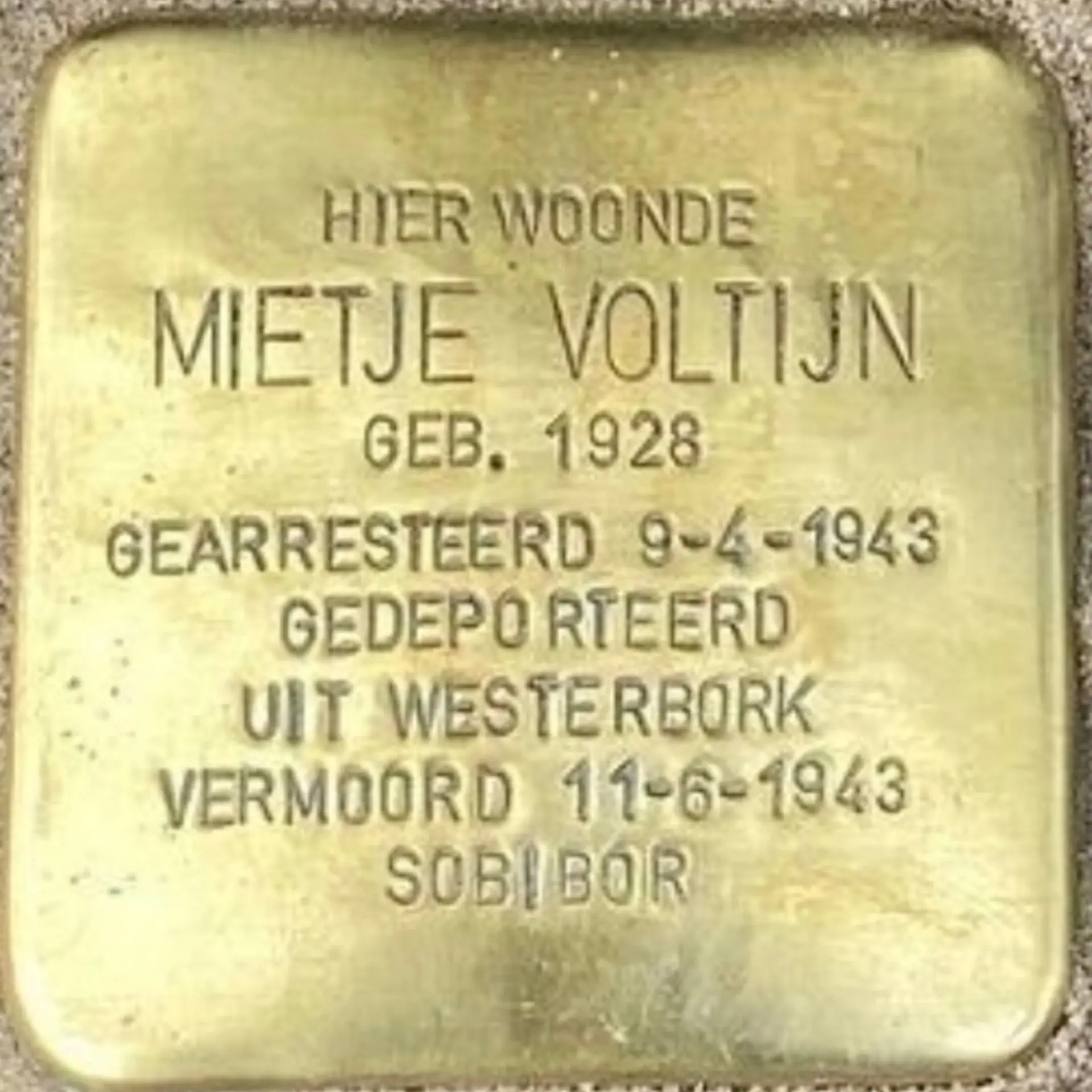 Struikelsteen voor Mietje Voltijn