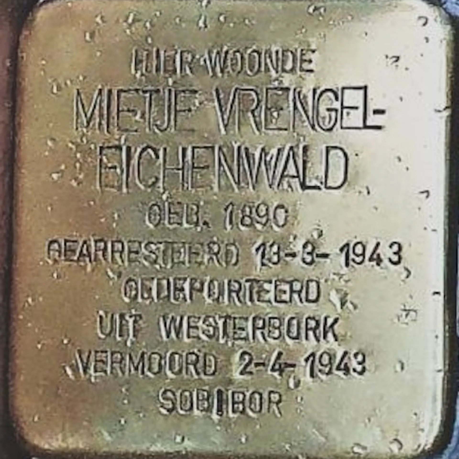 Struikelsteen voor Mietje Vrengel-Eichenwald