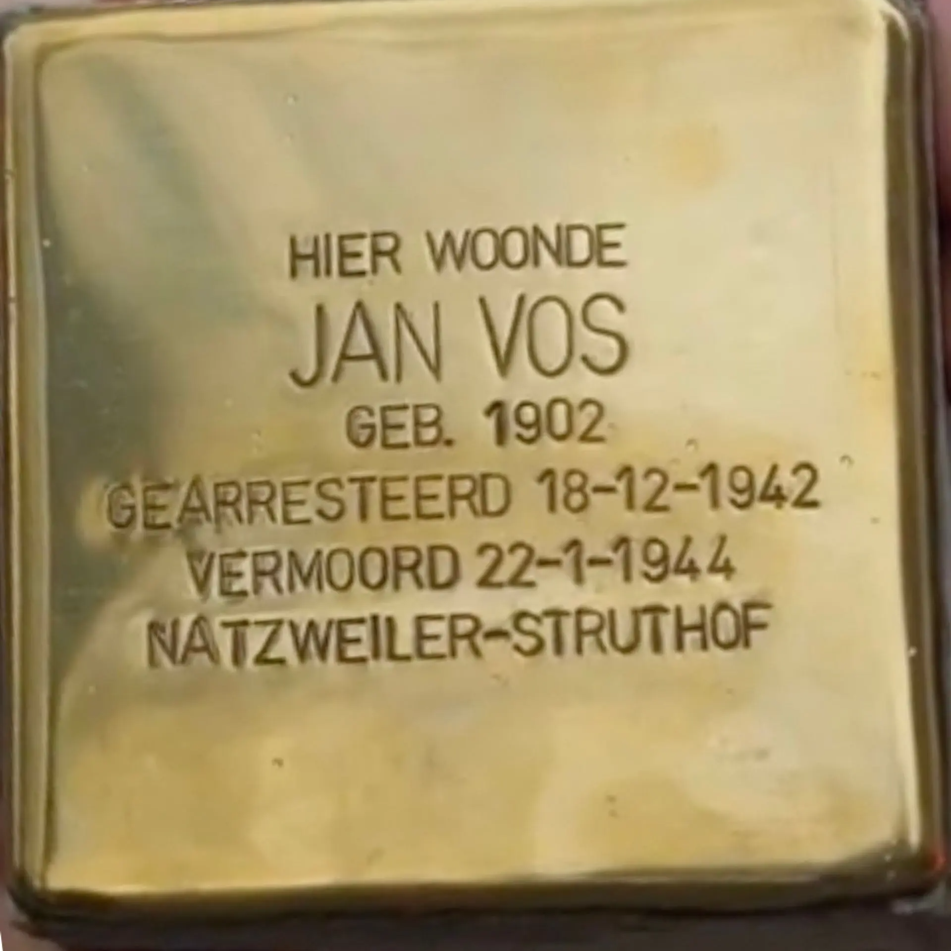 Struikelsteen voor Johannes Franciscus Josephus (Jan) Vos