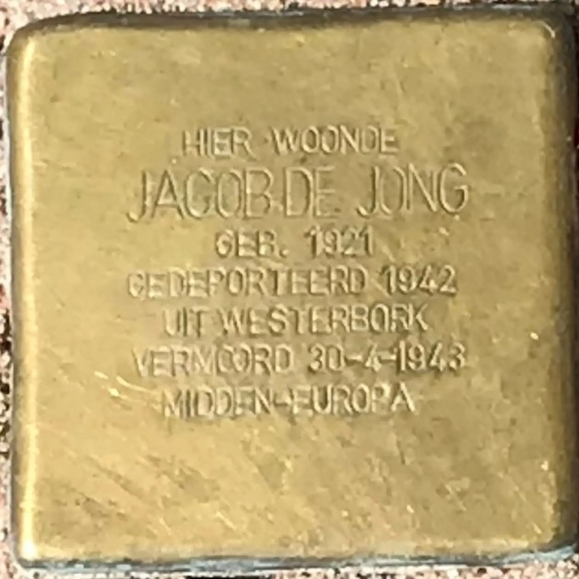 Struikelsteen voor Jacob de Jong