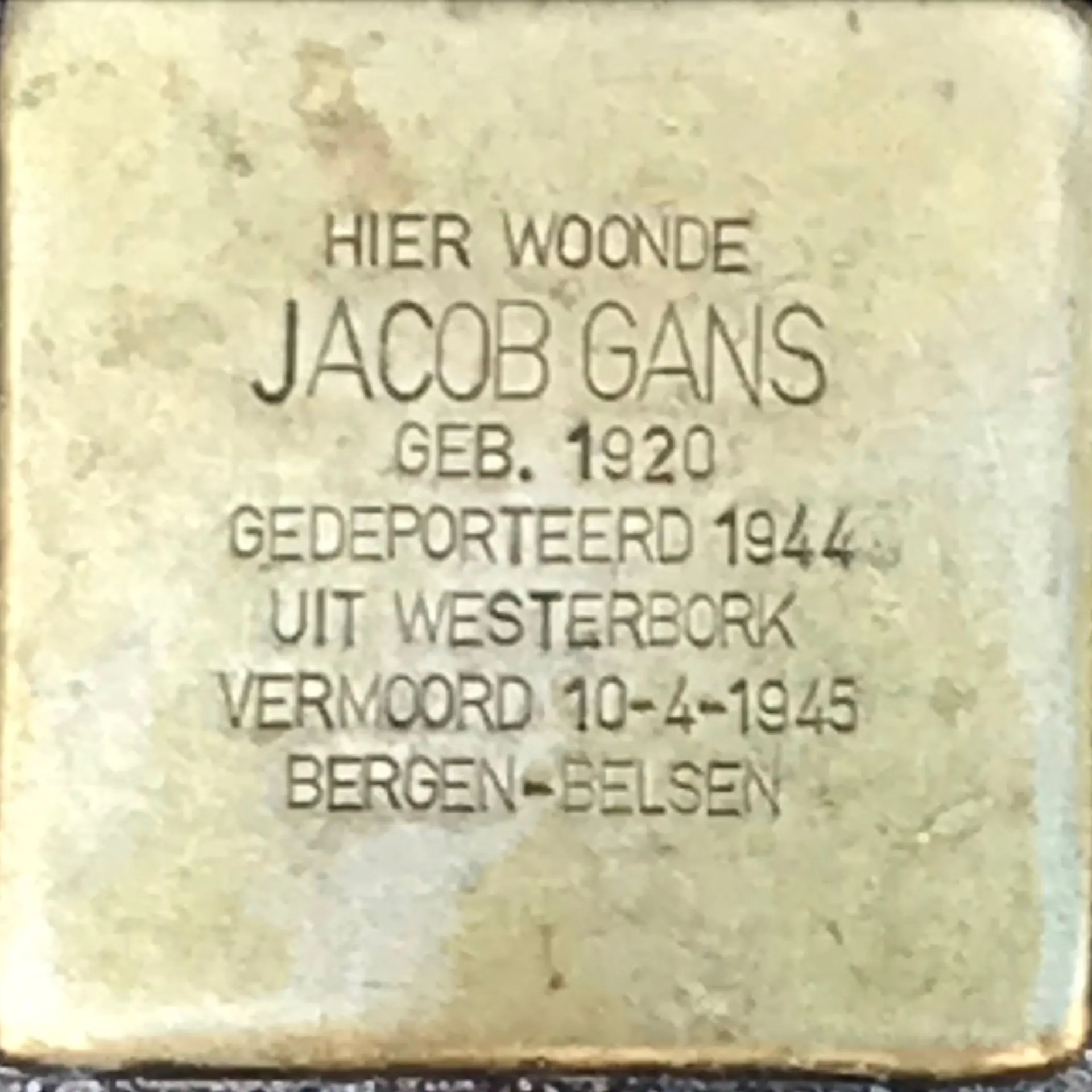 Struikelsteen voor Jacob Gans