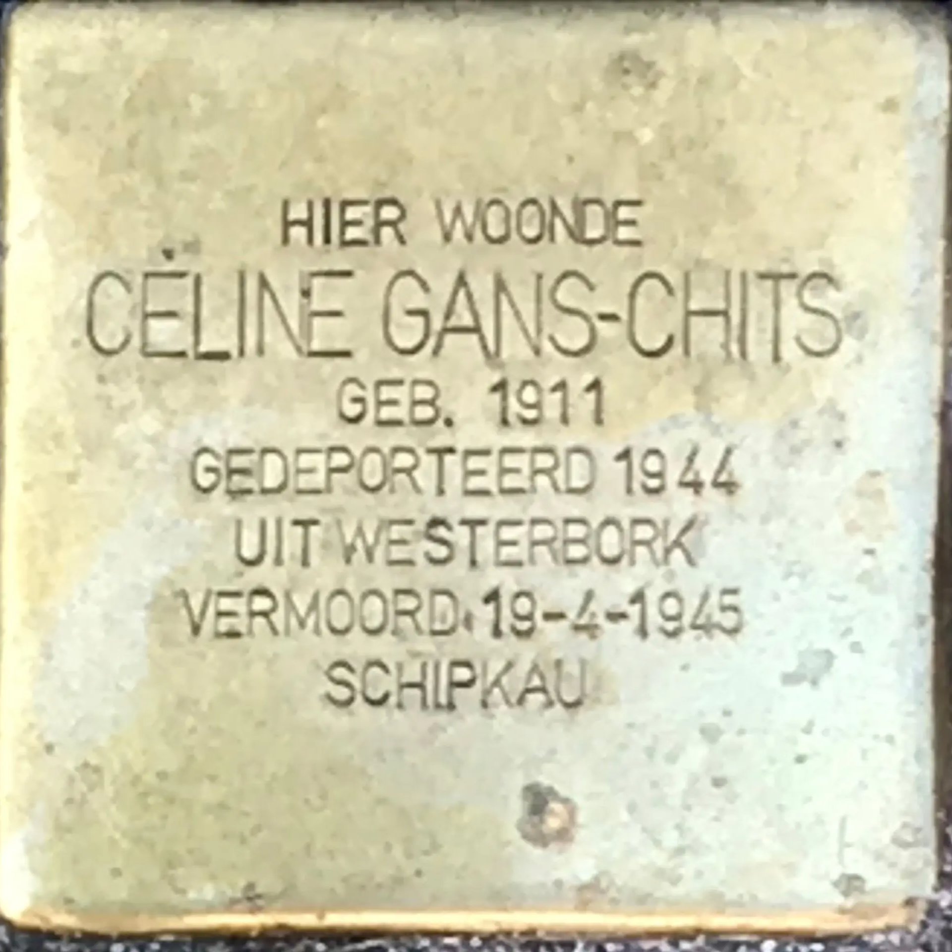 Struikelsteen voor Celine Gans-Chits