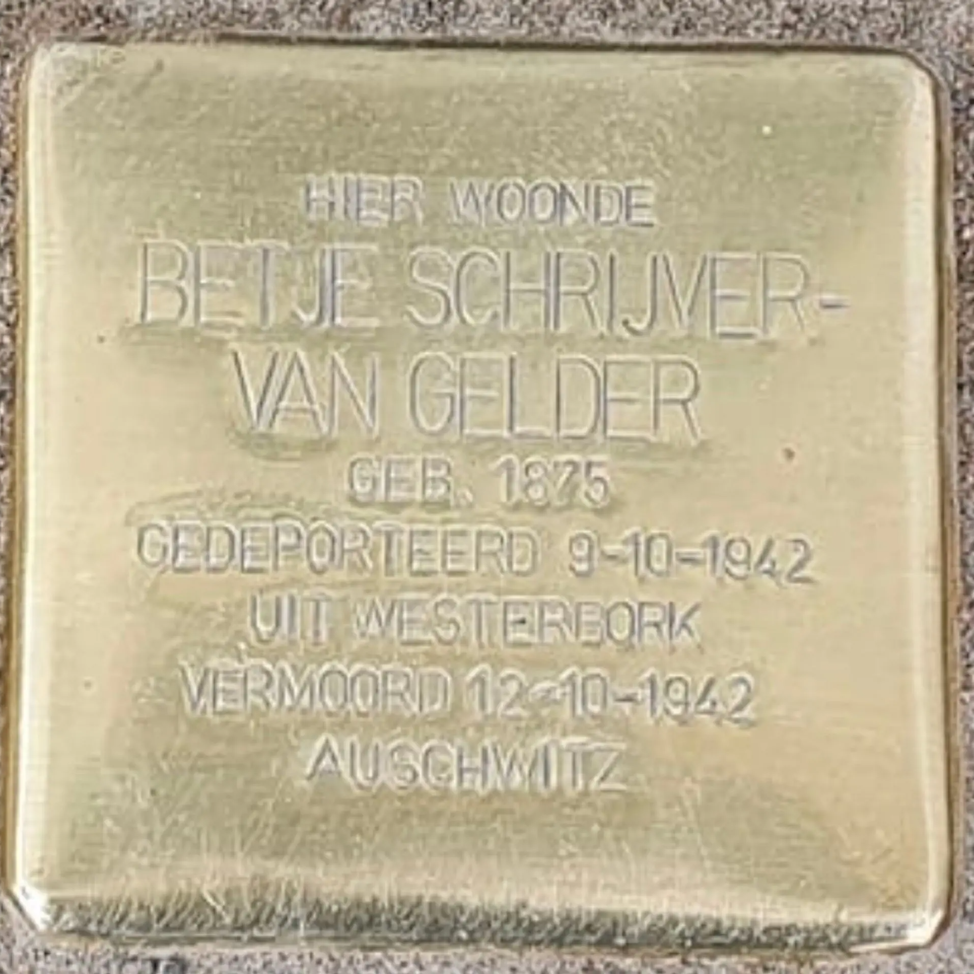 Struikelsteen voor Betje Schrijver-van Gelder