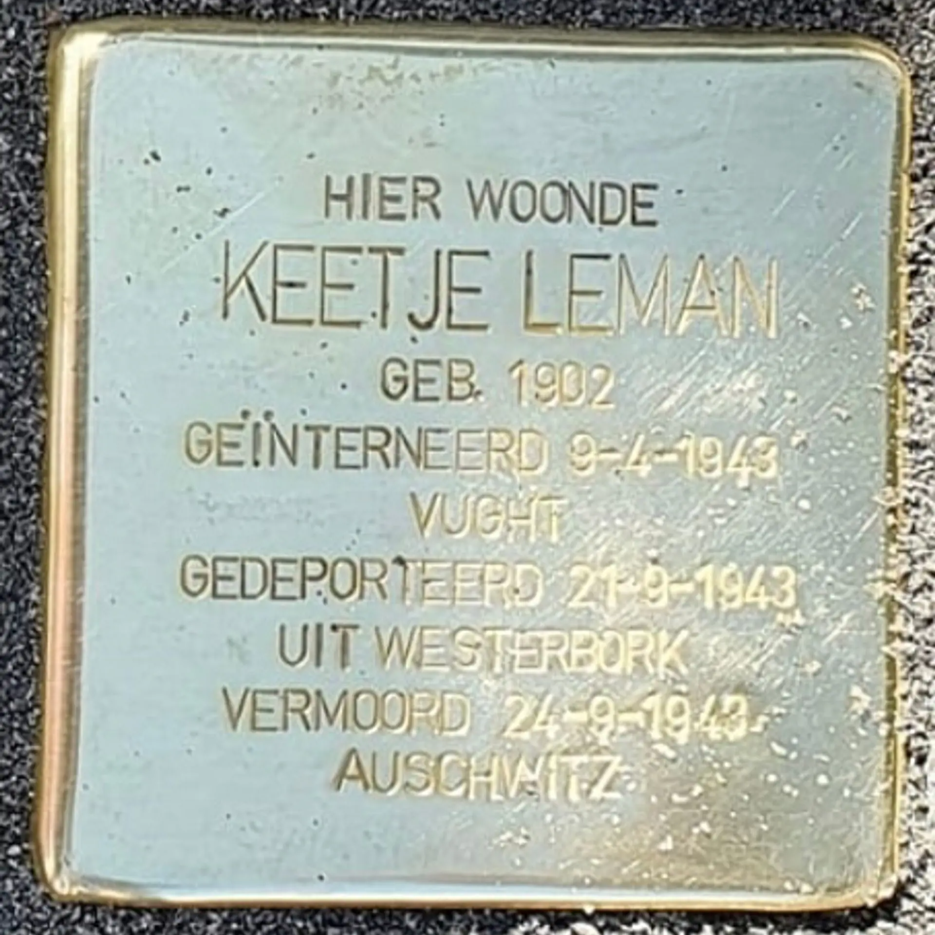 Struikelsteen voor Keetje Leman