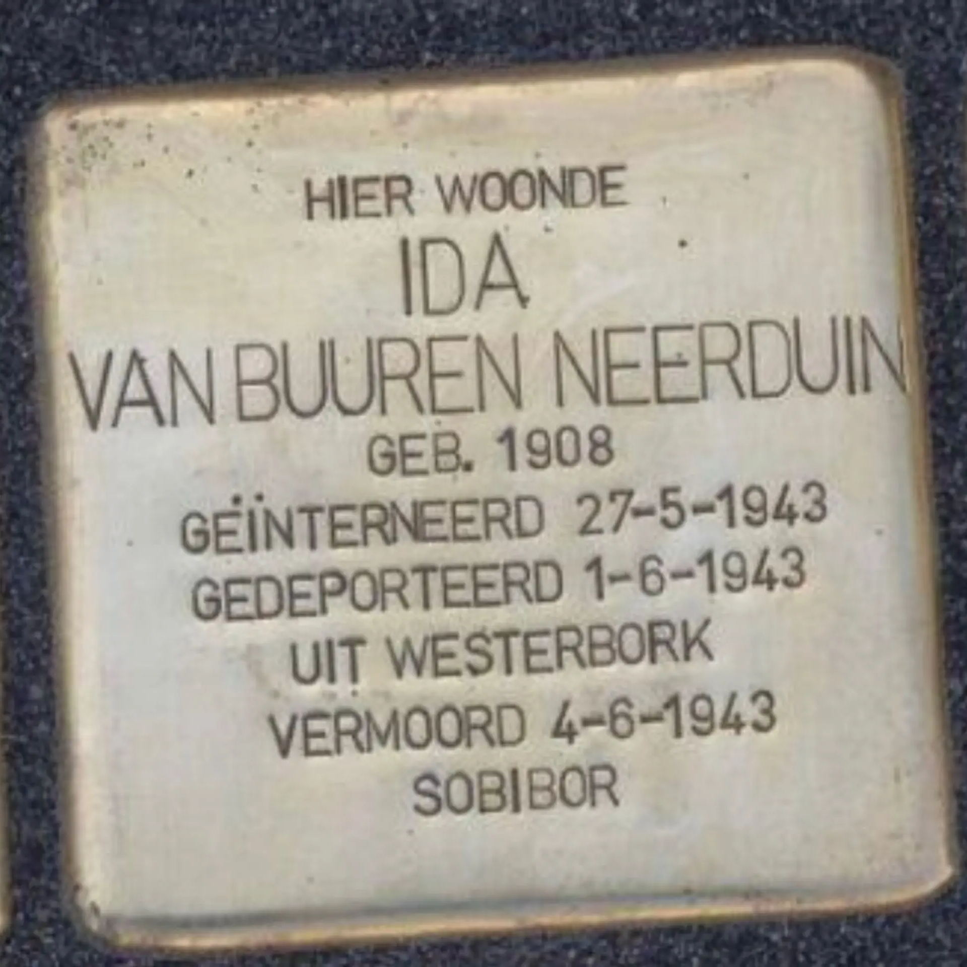 Struikelsteen voor Ida van Buuren-Neerduin