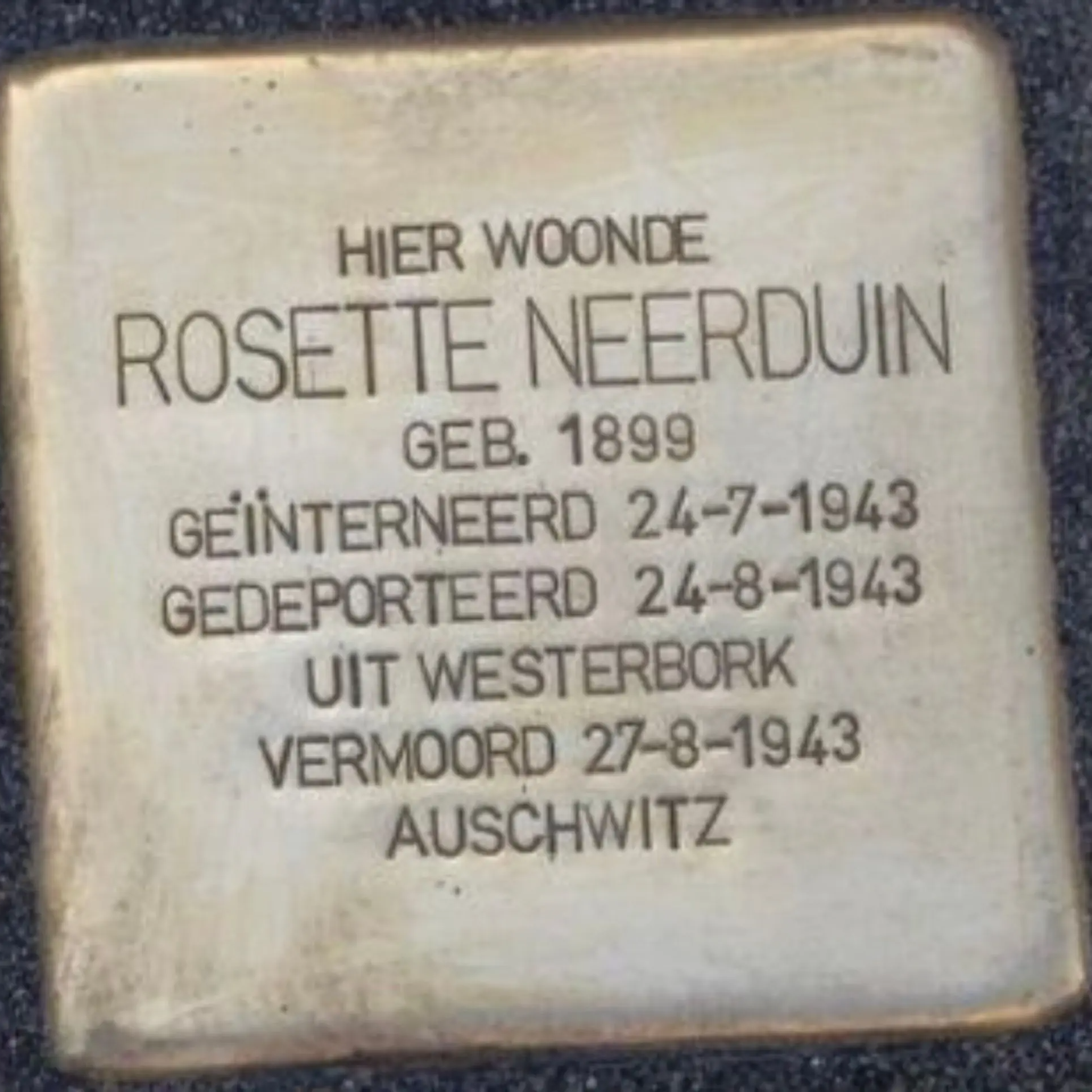 Struikelsteen voor Rosette Neerduin