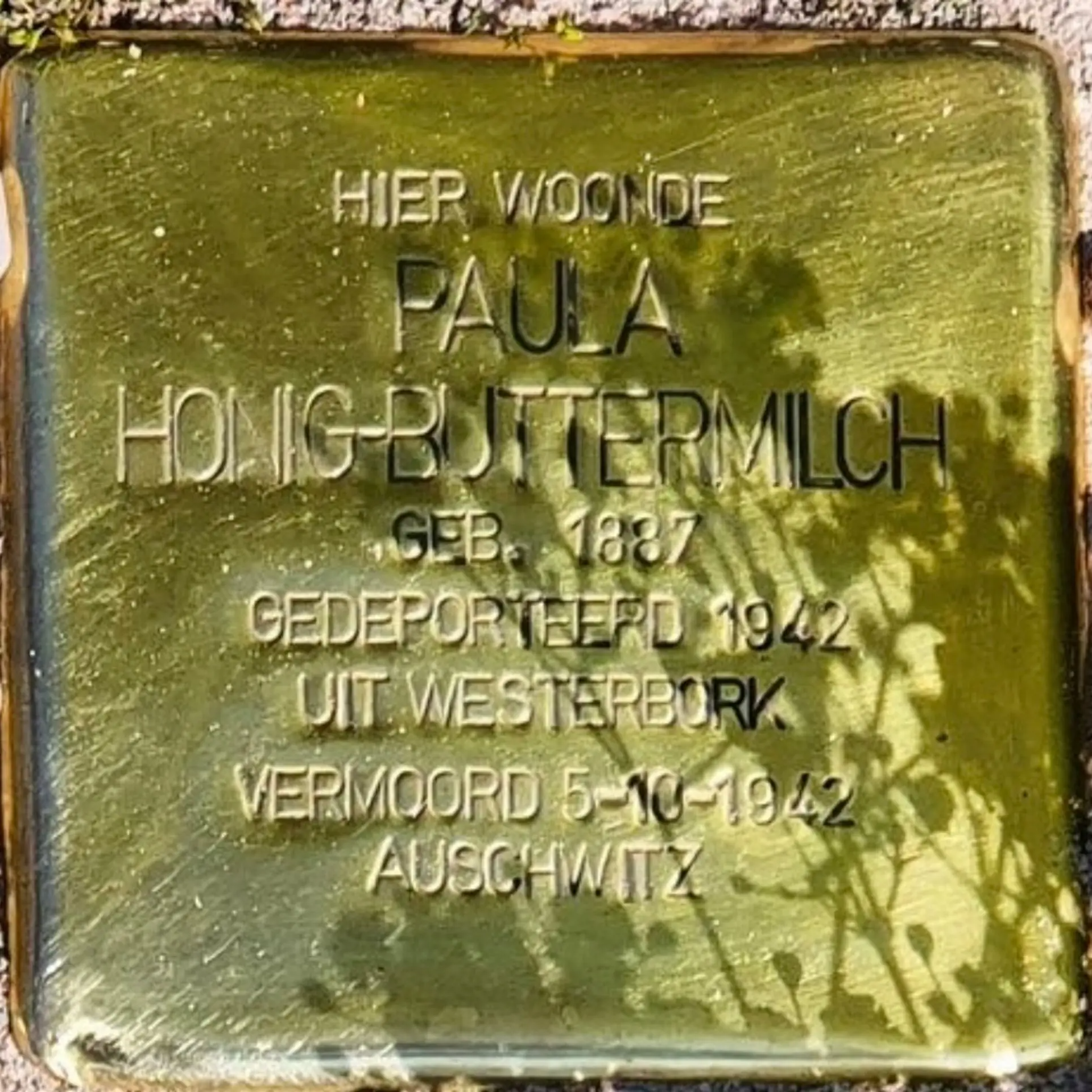Struikelsteen voor Paula Honig-Buttermilch
