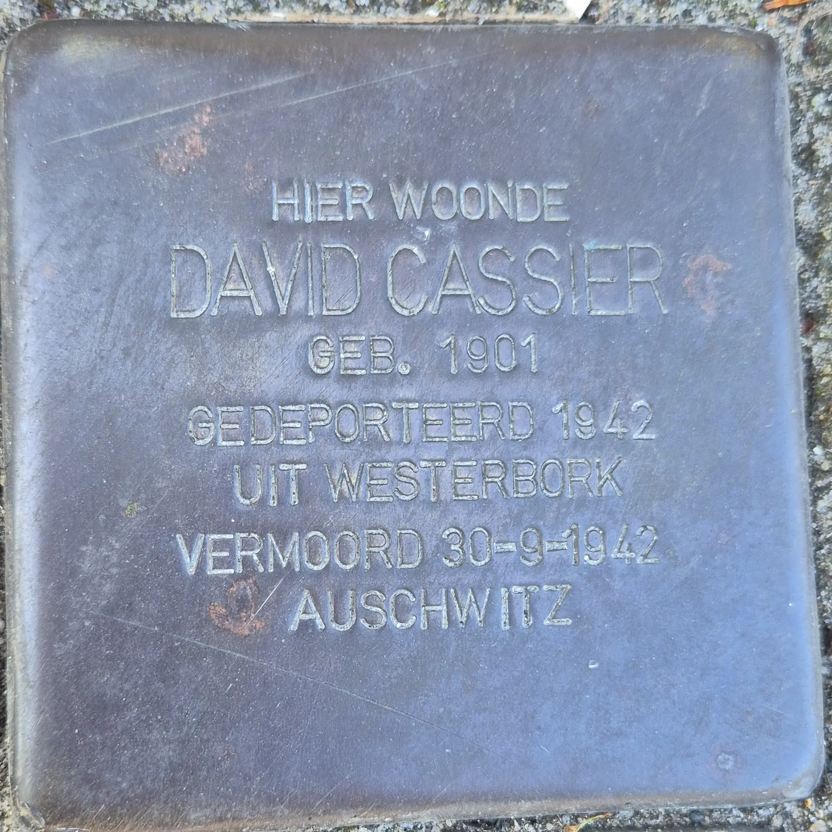 Struikelsteen voor David Cassier