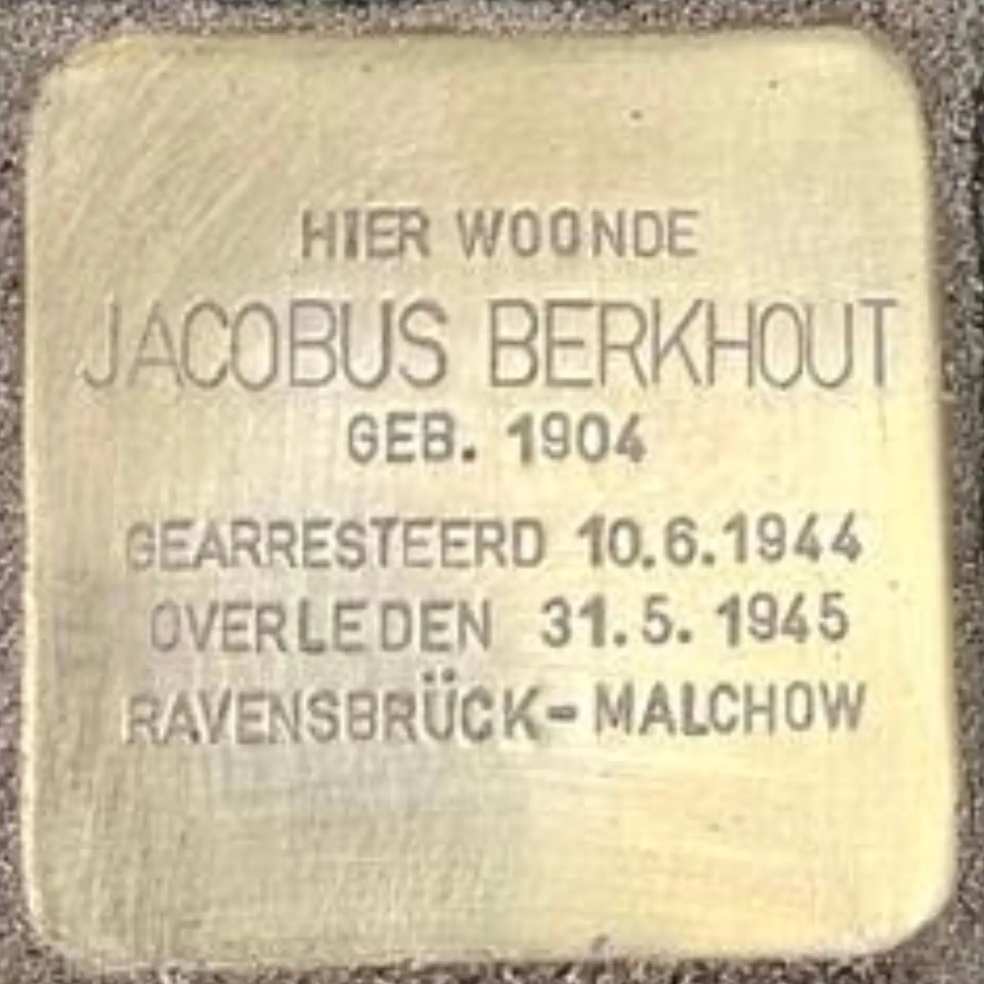 Struikelsteen voor Jacob Hermanus Berkhout