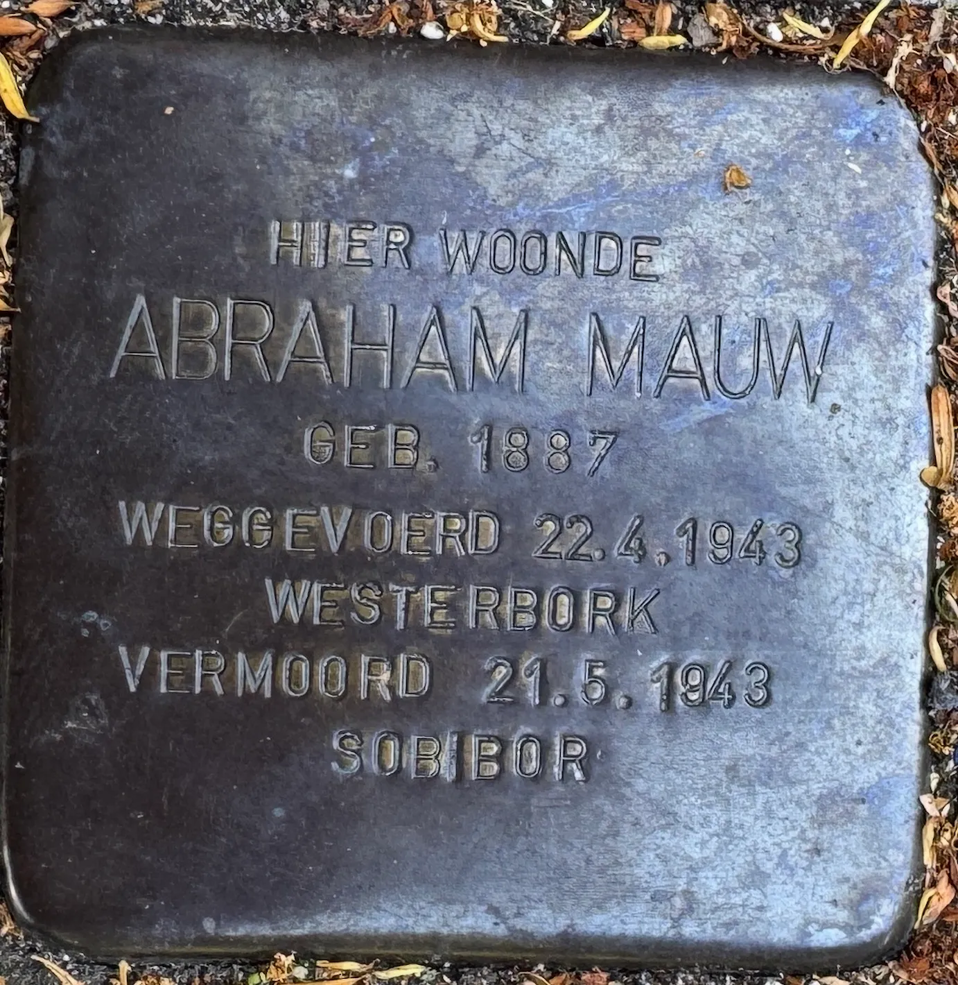 Struikelsteen voor Abraham Mauw