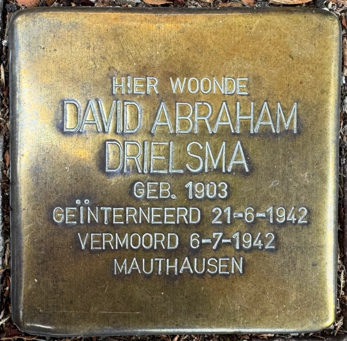 Struikelsteen voor David Abraham Drielsma