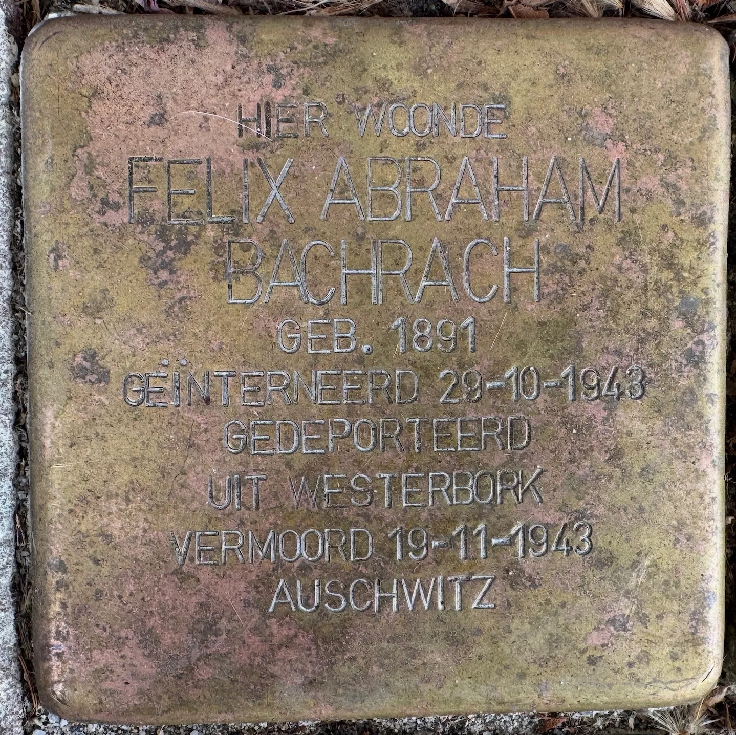Struikelsteen voor Felix Abraham Bachrach