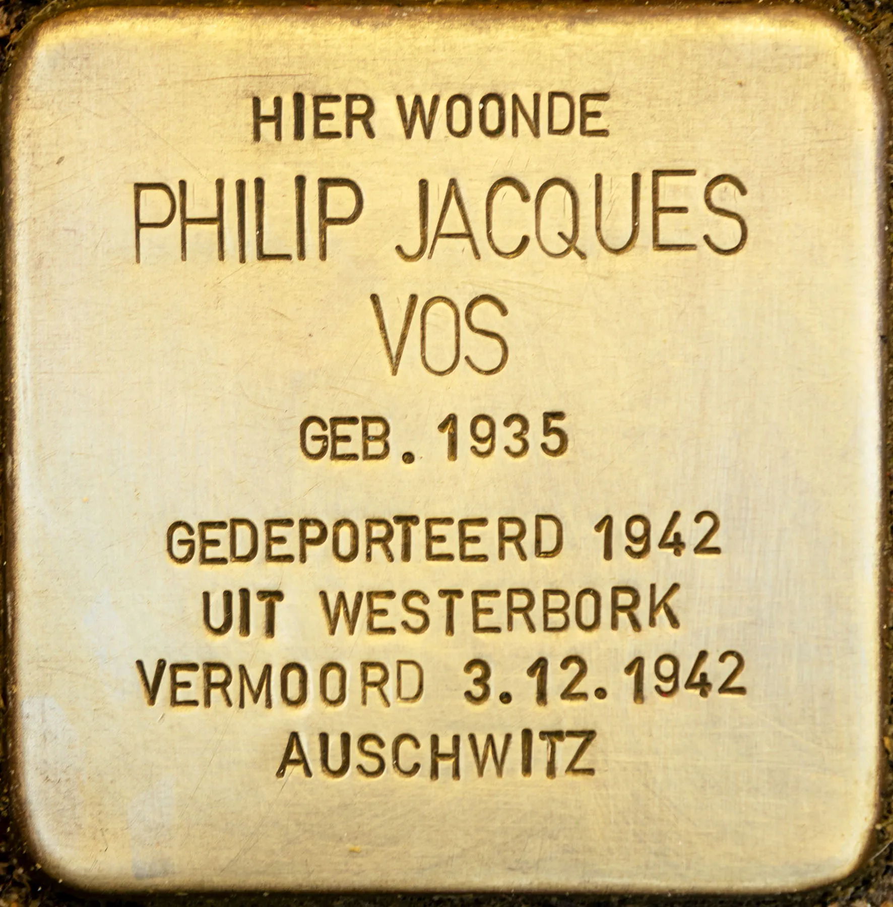 Struikelsteen voor Philip Jacques Vos