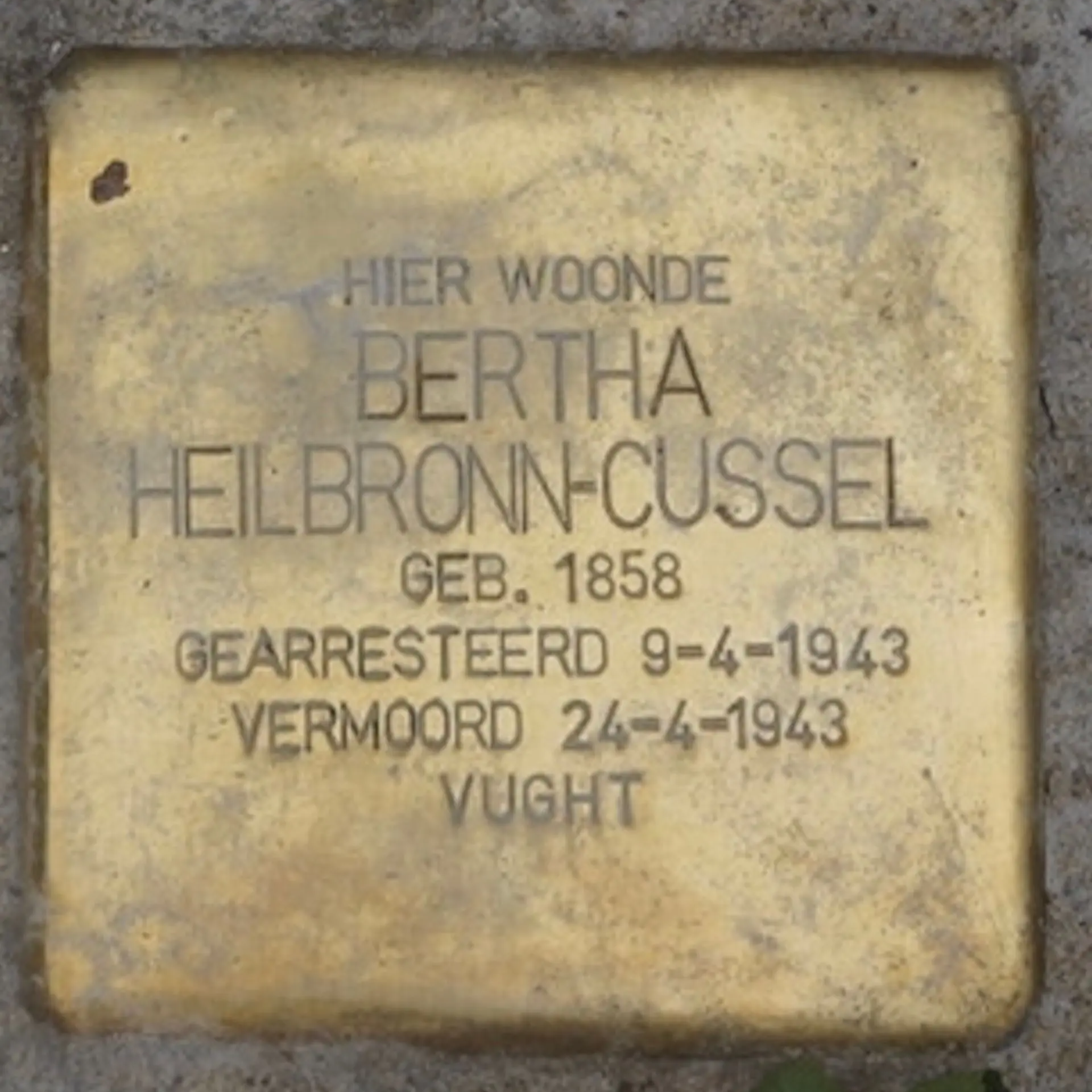 Struikelsteen voor Bertha Heilbronn-Cussel