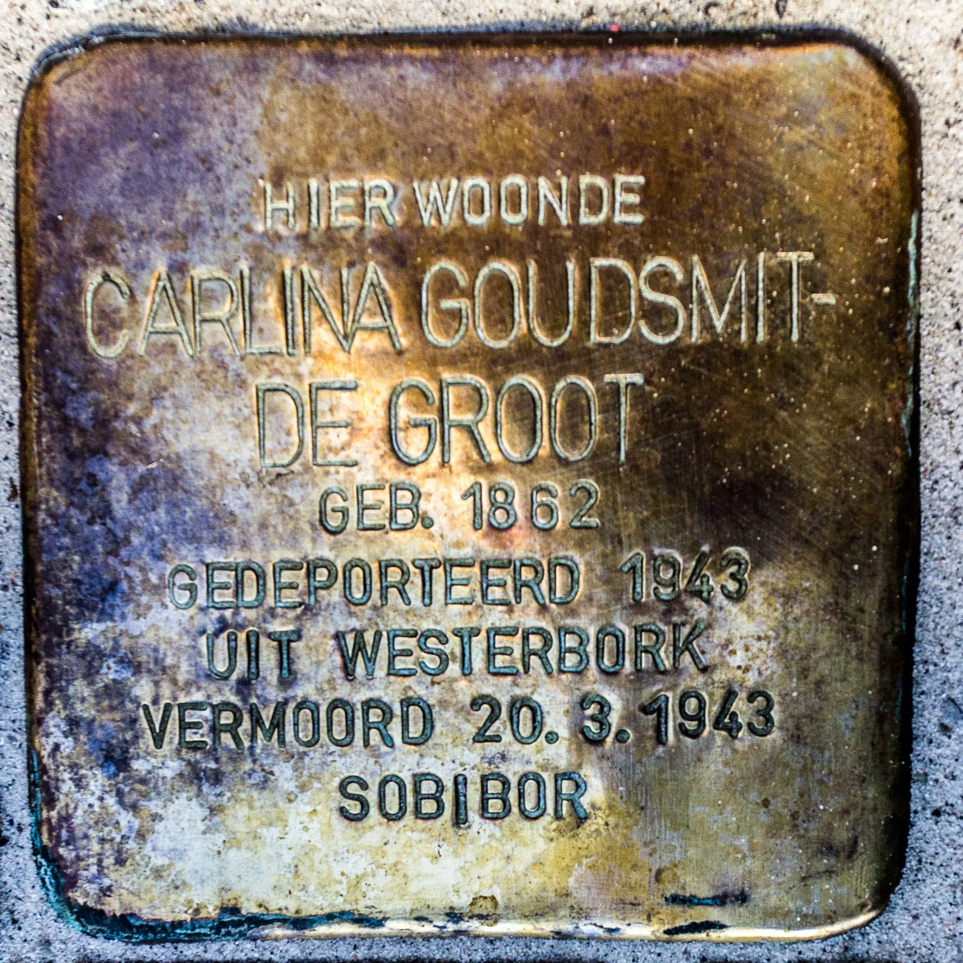 Struikelsteen voor Carlina Goudsmit-de Groot