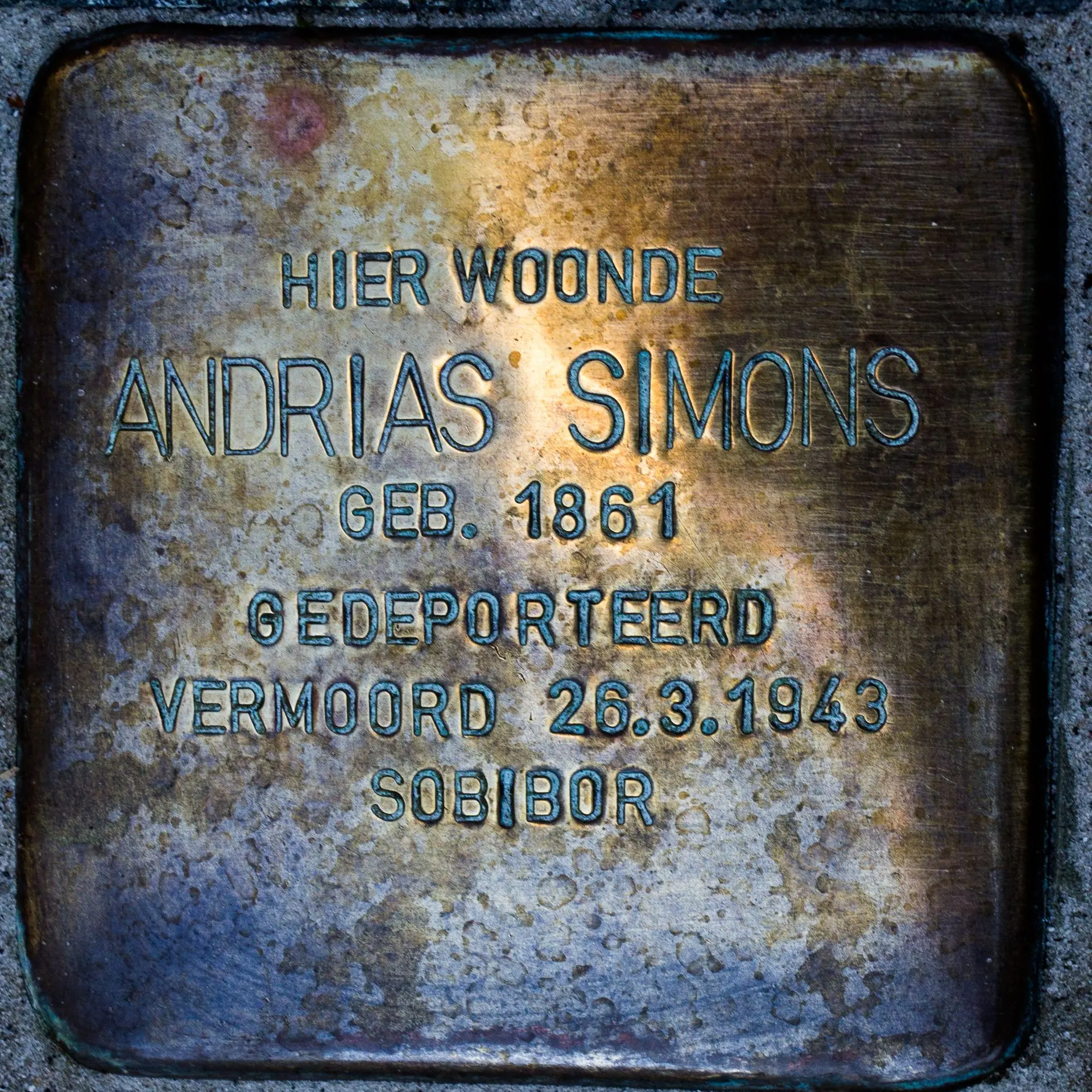 Struikelsteen voor Andrias Simons