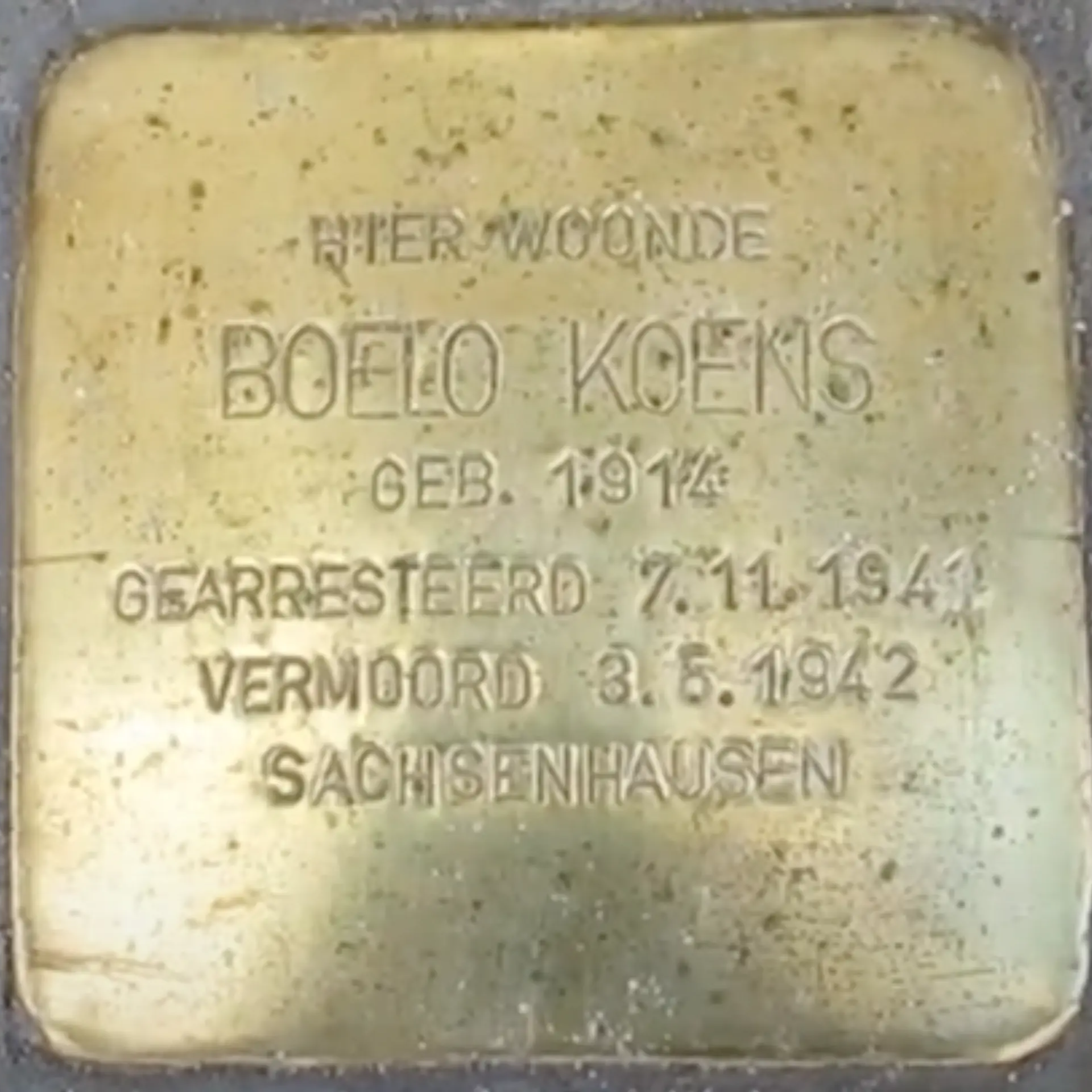 Struikelsteen voor Boelo Koens
