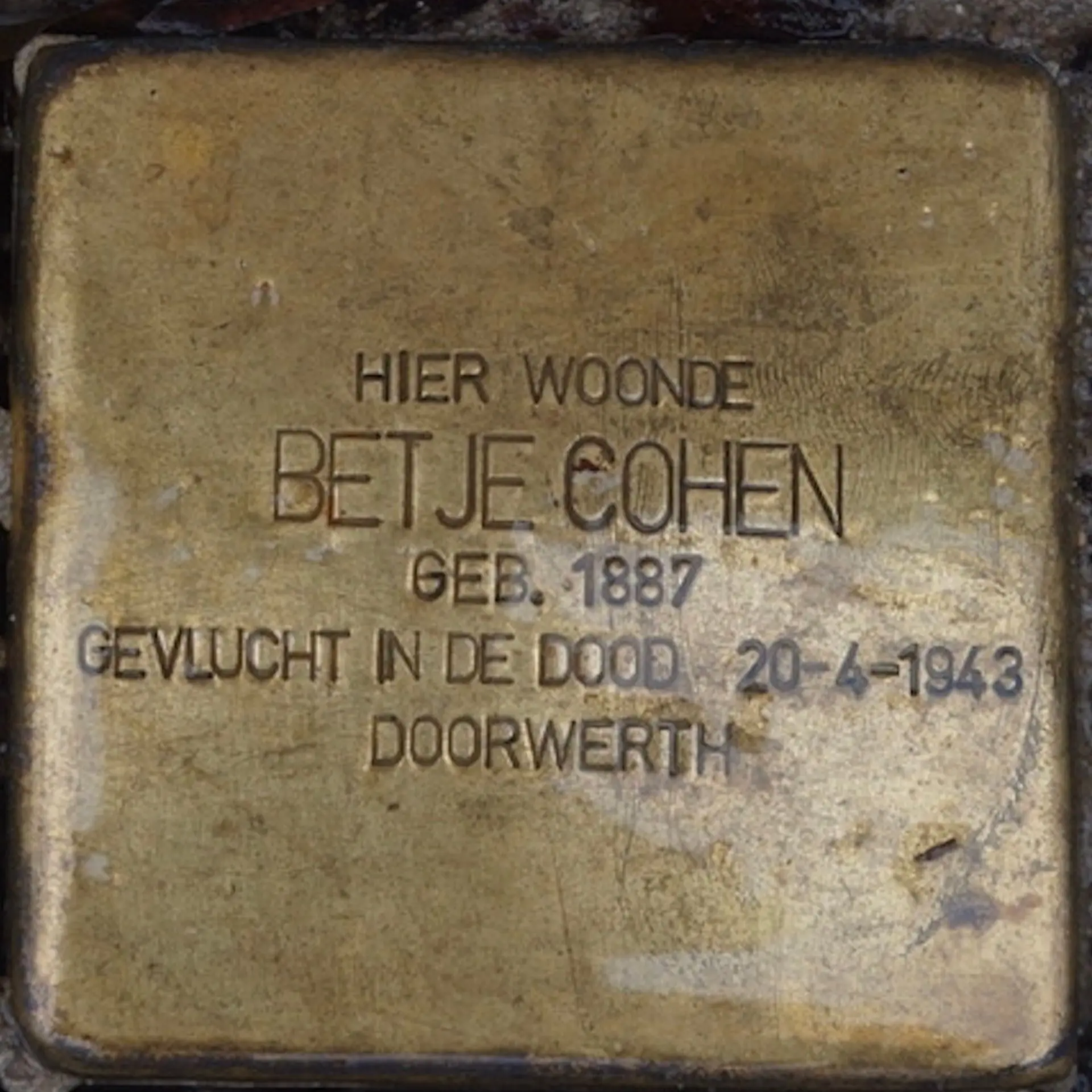 Struikelsteen voor Betje Cohen