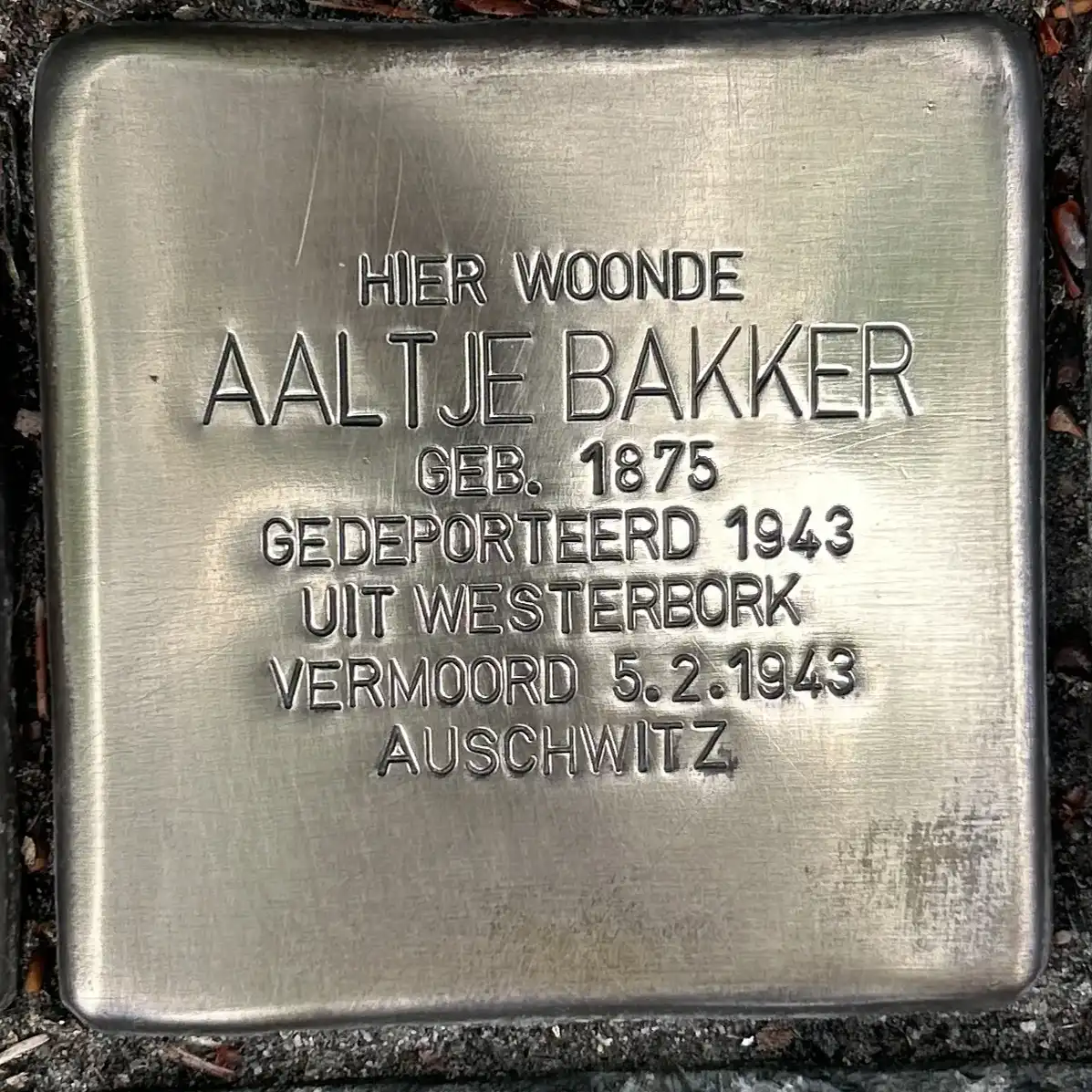 Struikelsteen voor Aaltje Bakker