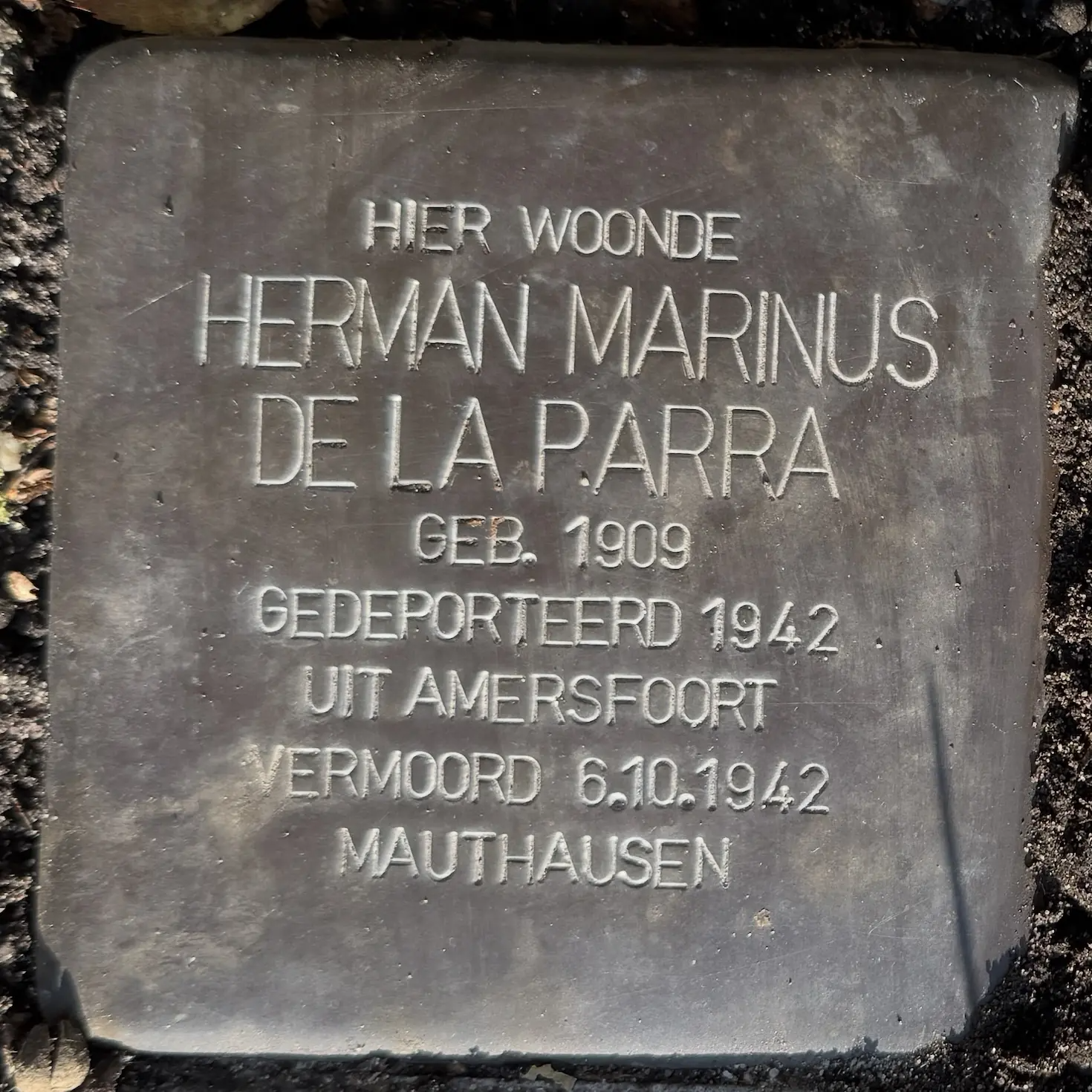 Struikelsteen voor Herman Marinus de la Parra