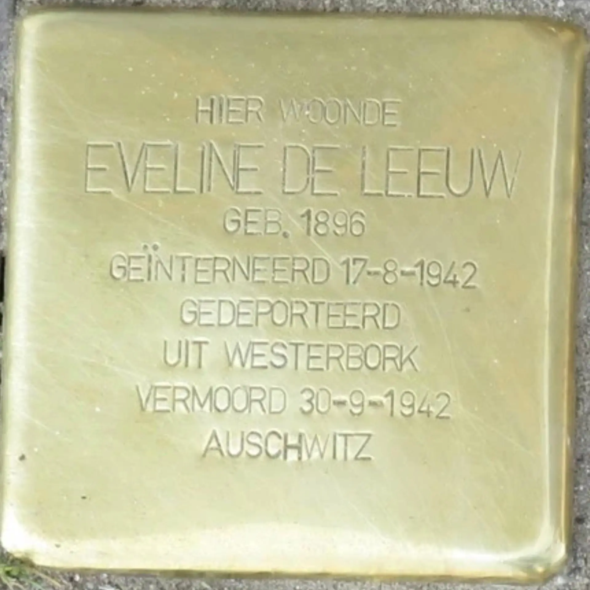 Struikelsteen voor Eveline de Leeuw