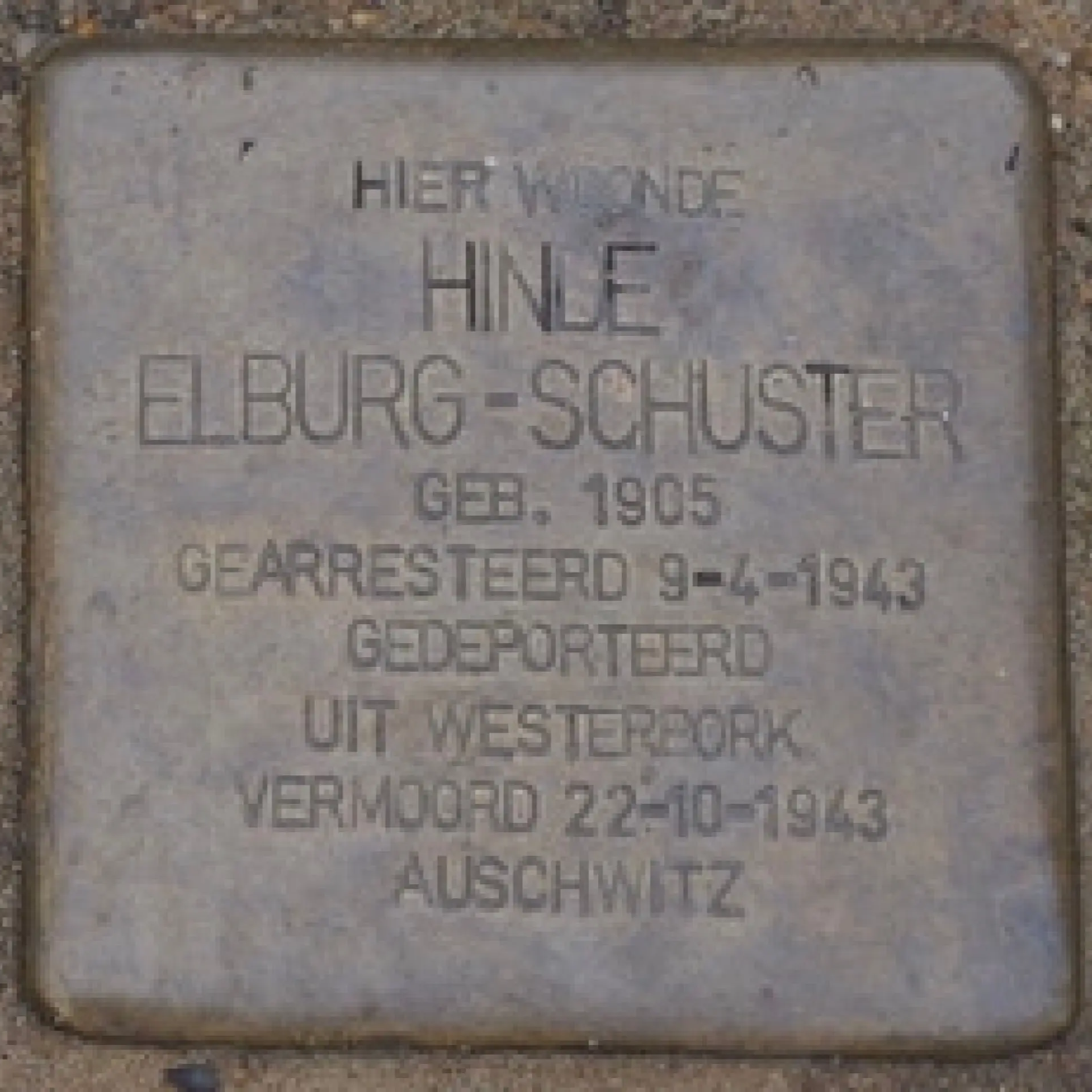Struikelsteen voor Hinde Elburg-Schuster