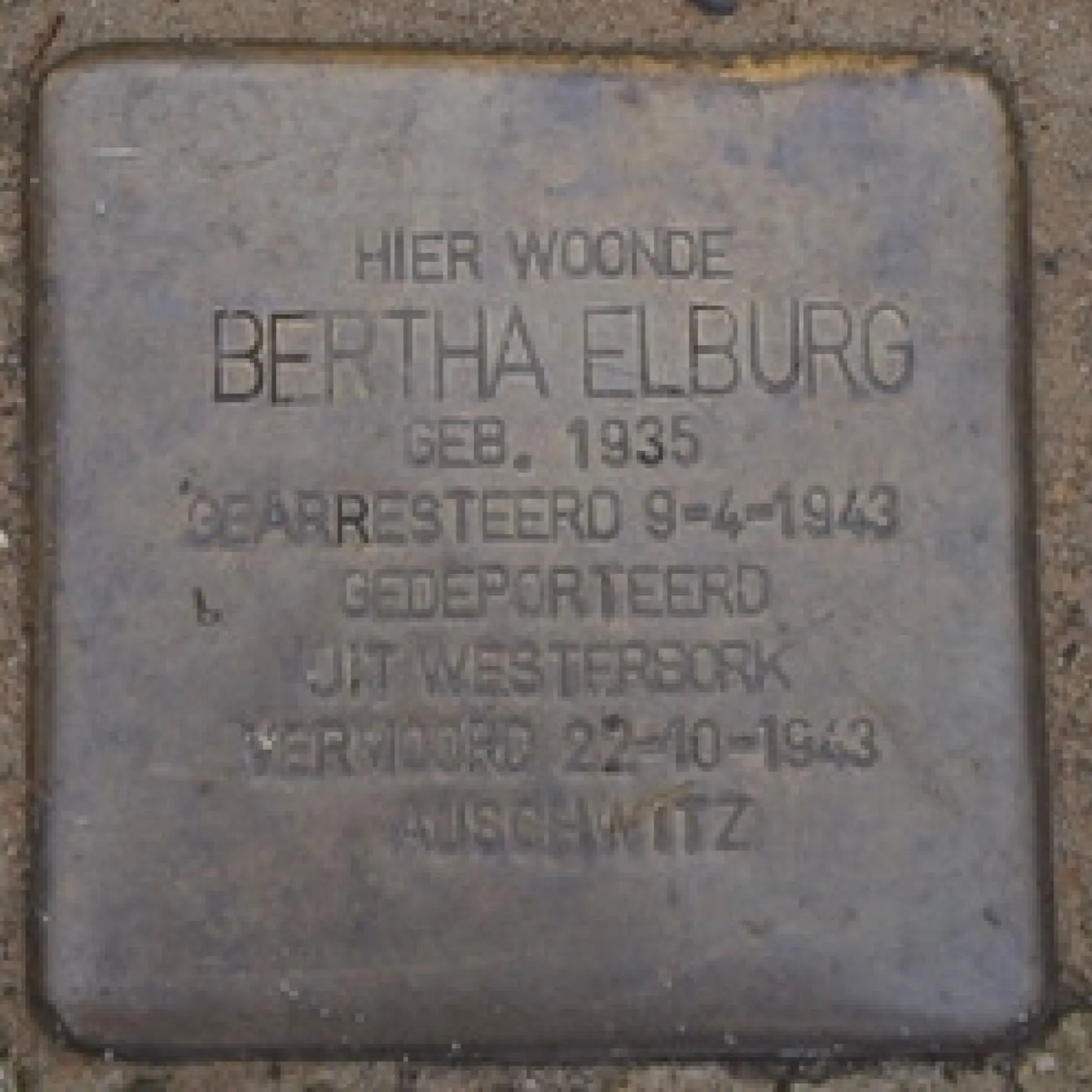 Struikelsteen voor Bertha Elburg