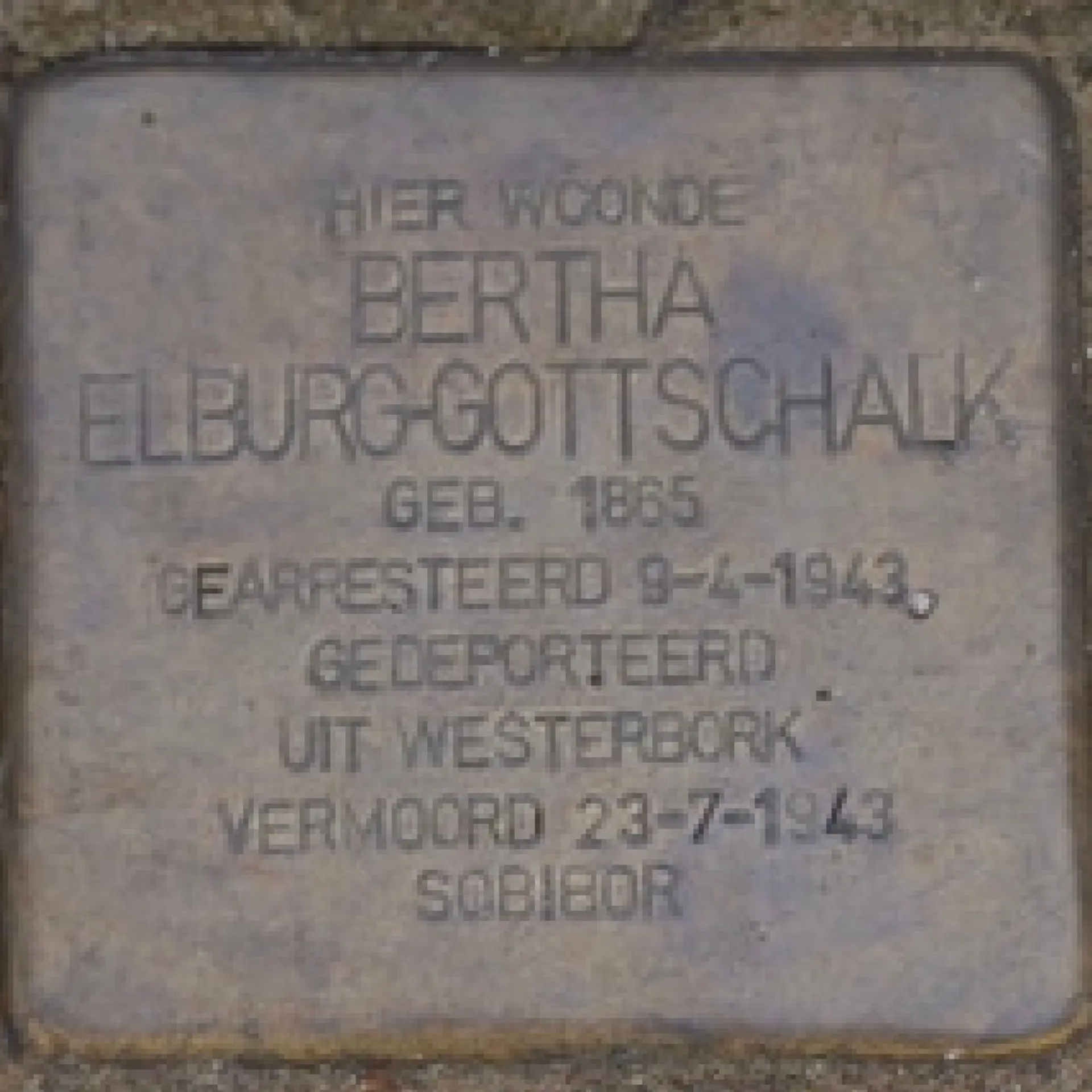 Struikelsteen voor Bertha Elburg-Gottschalk