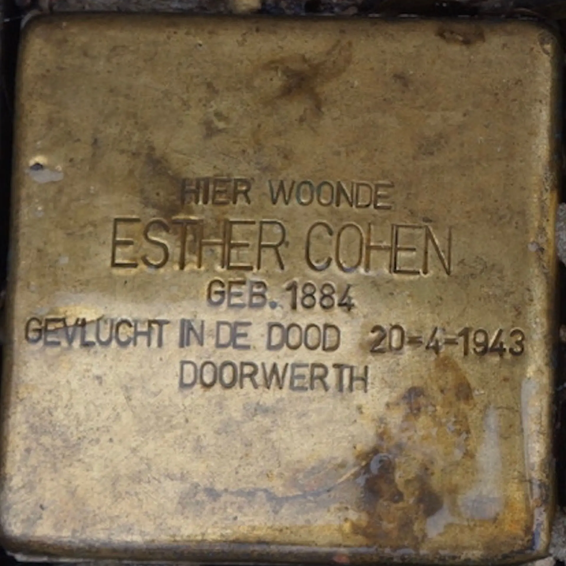 Struikelsteen voor Esther Cohen