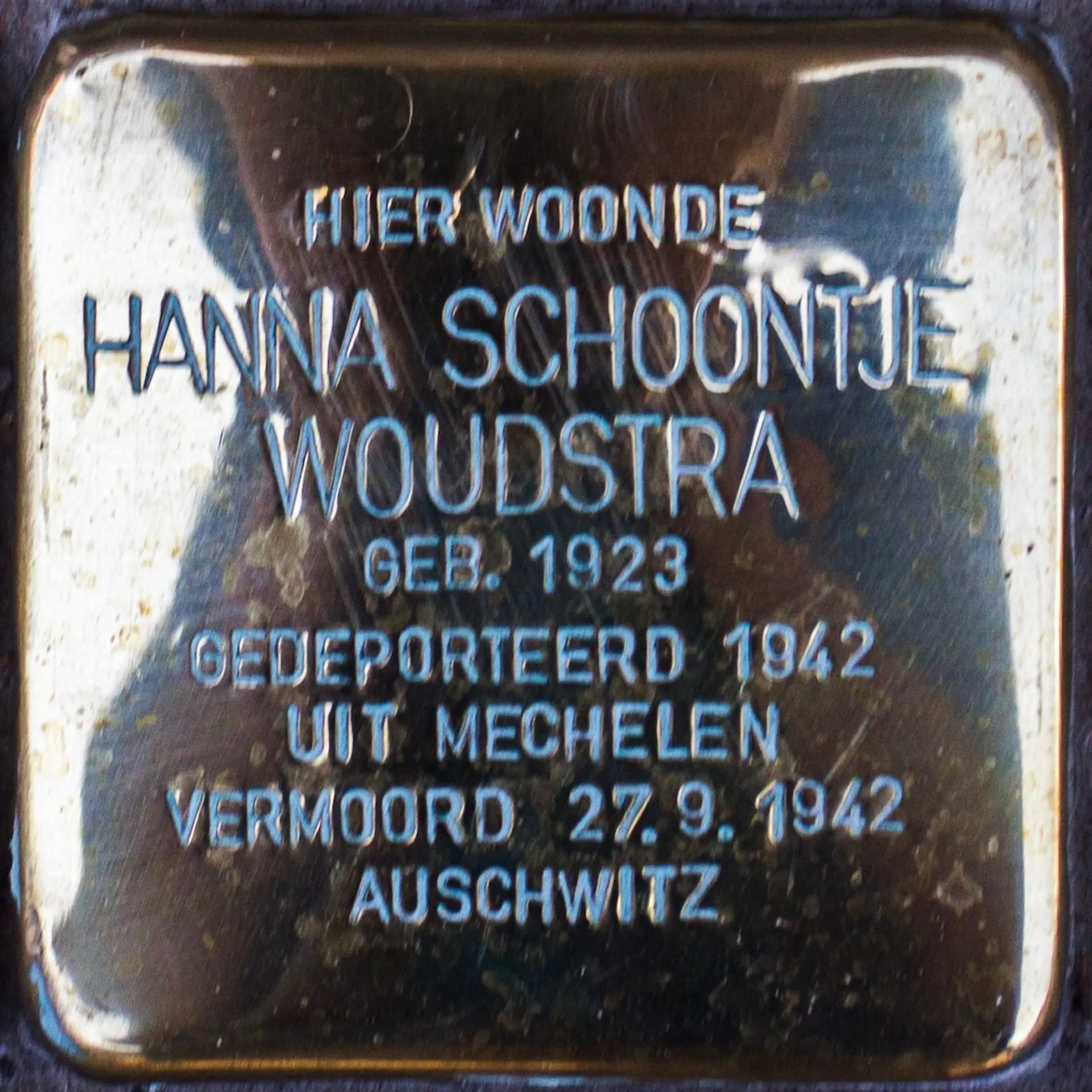Struikelsteen voor Hanna Schoontje Woudstra