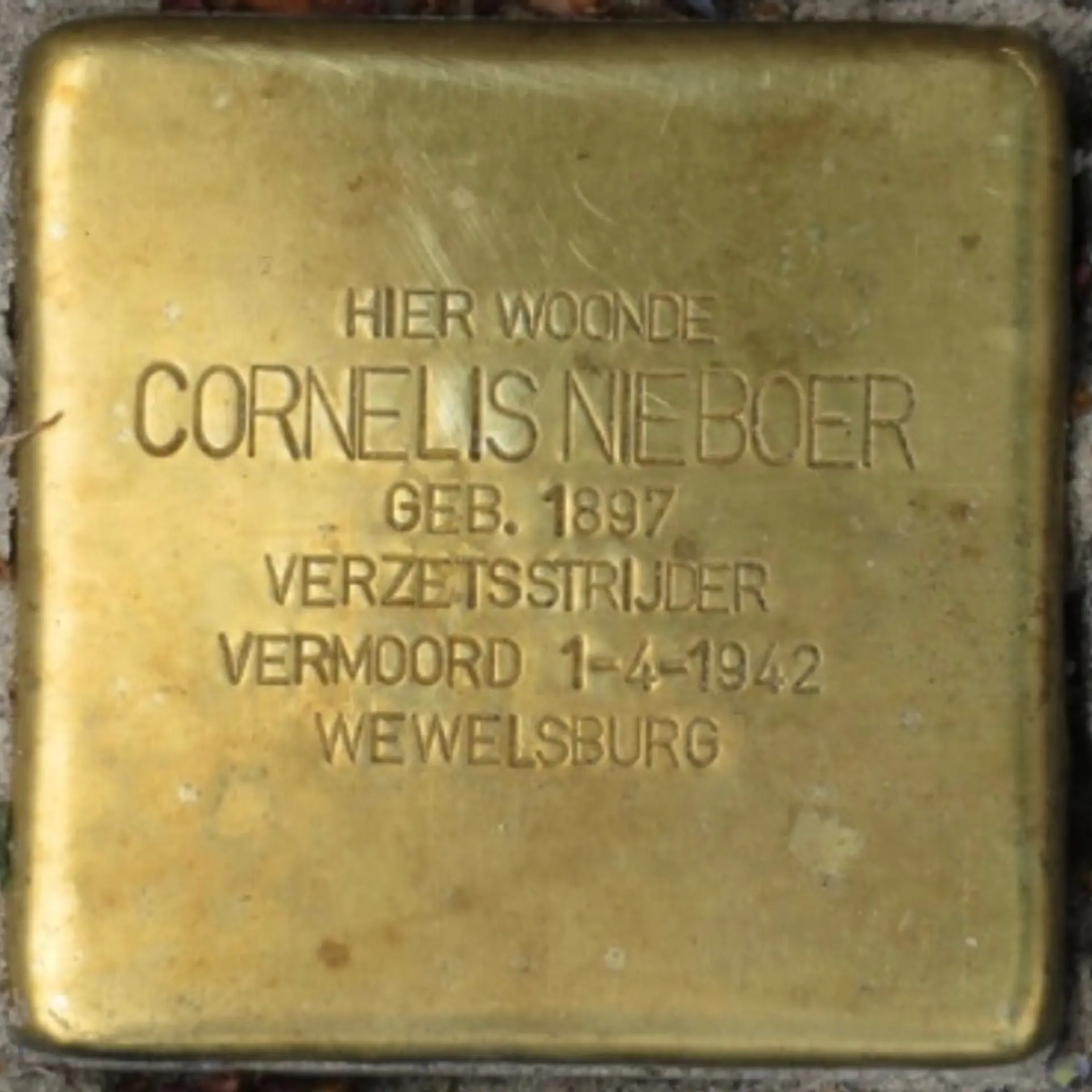 Struikelsteen voor Cornelis Nieboer