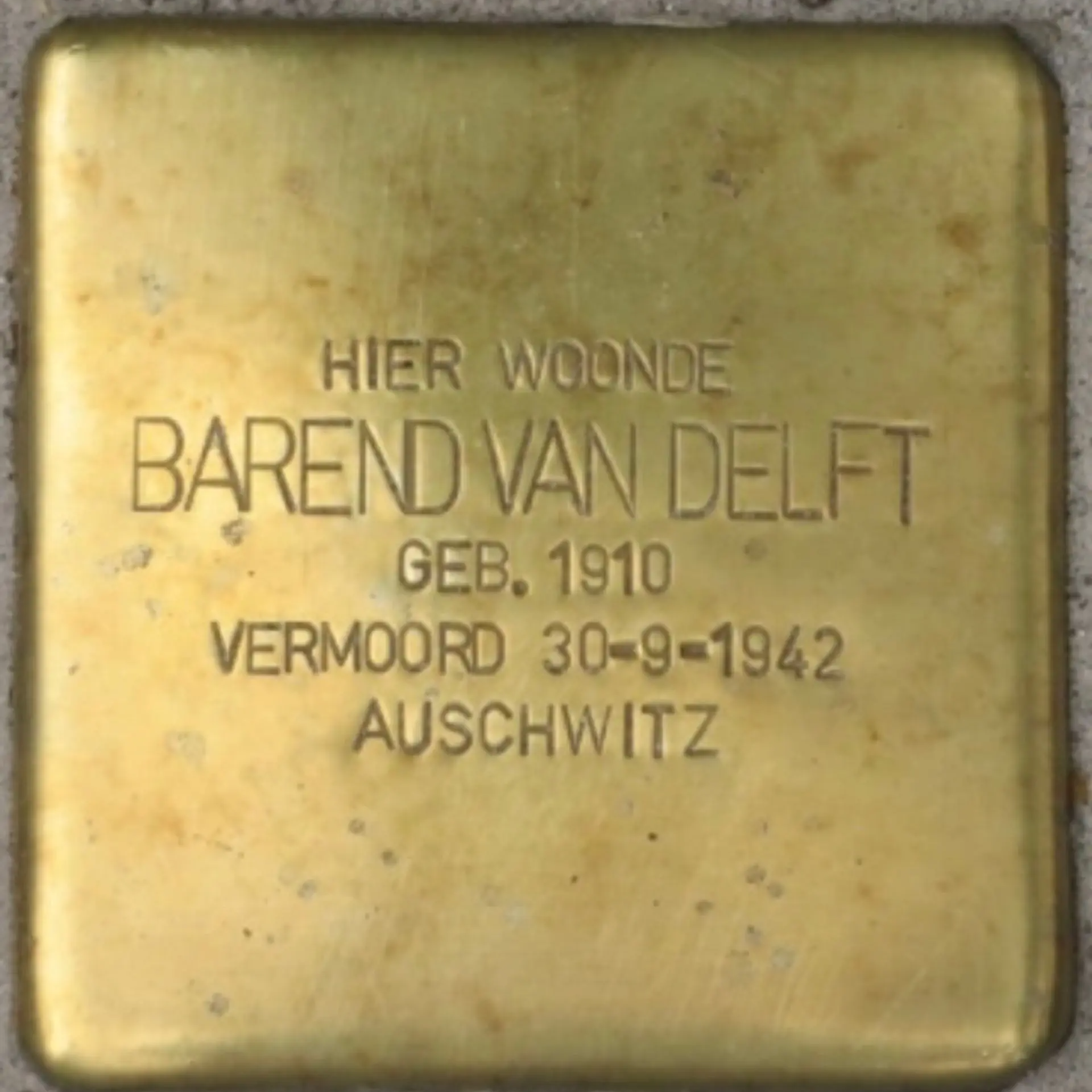 Struikelsteen voor Barend van Delft