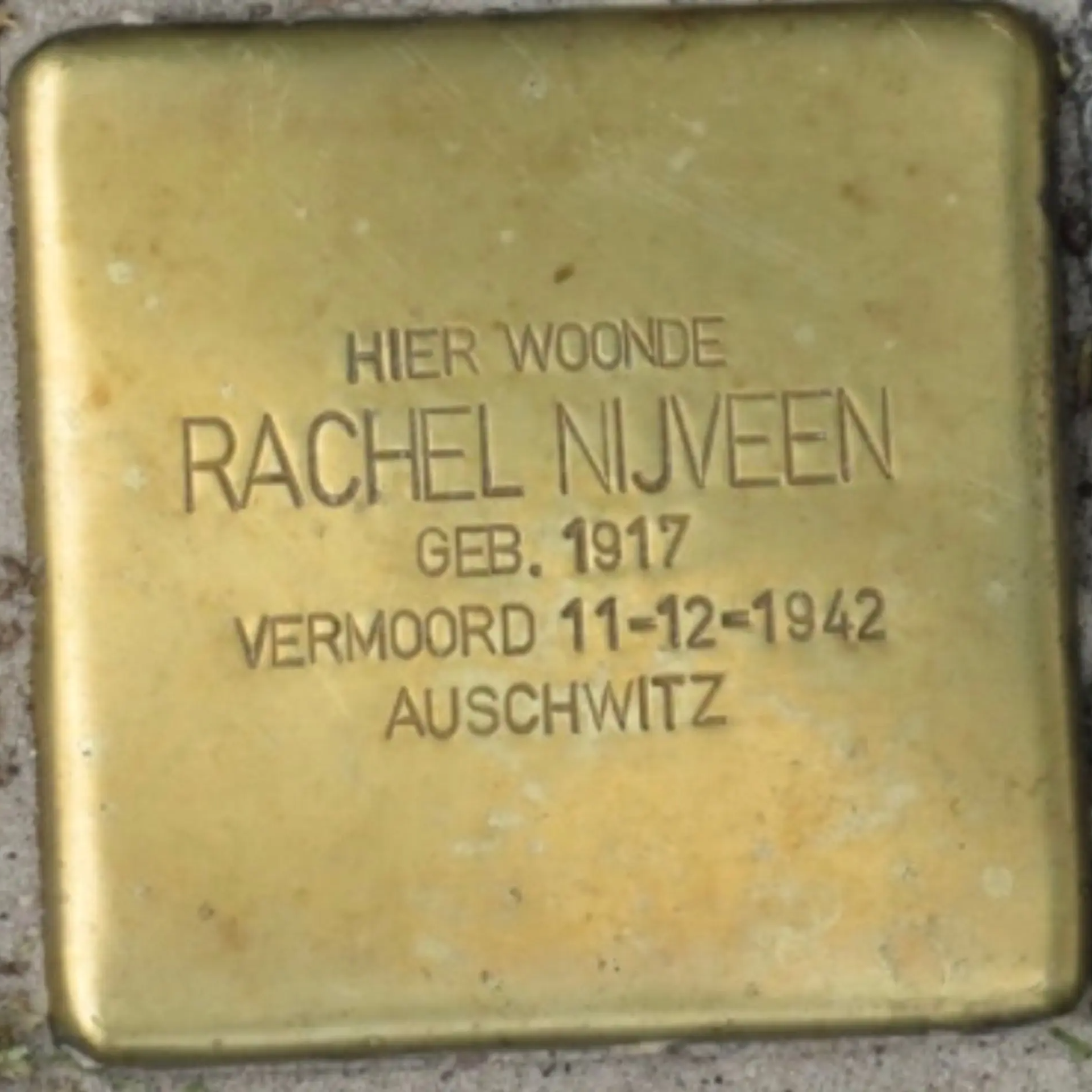 Struikelsteen voor Rachel van Delft-Nijveen