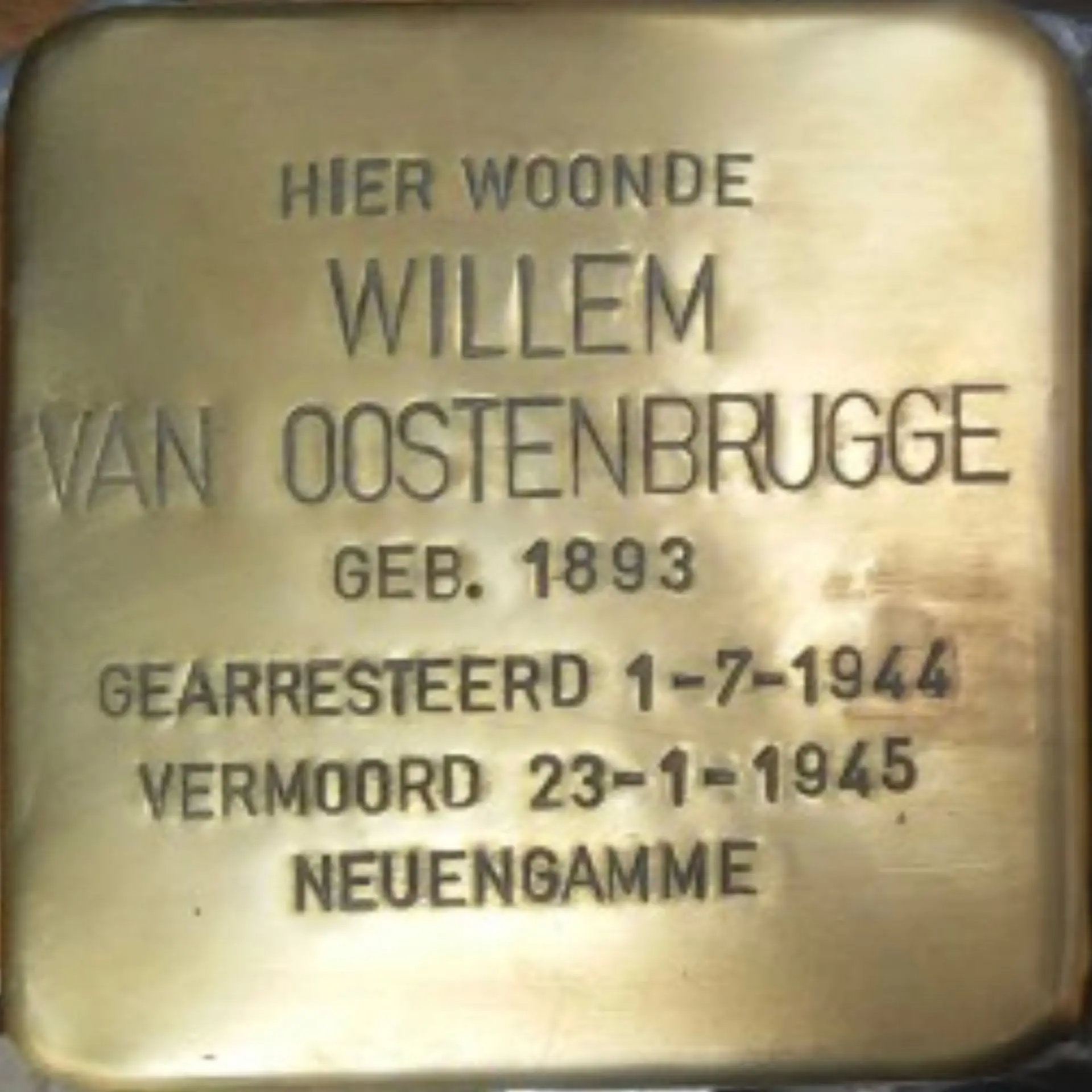 Struikelsteen voor Willem van Oostenbrugge