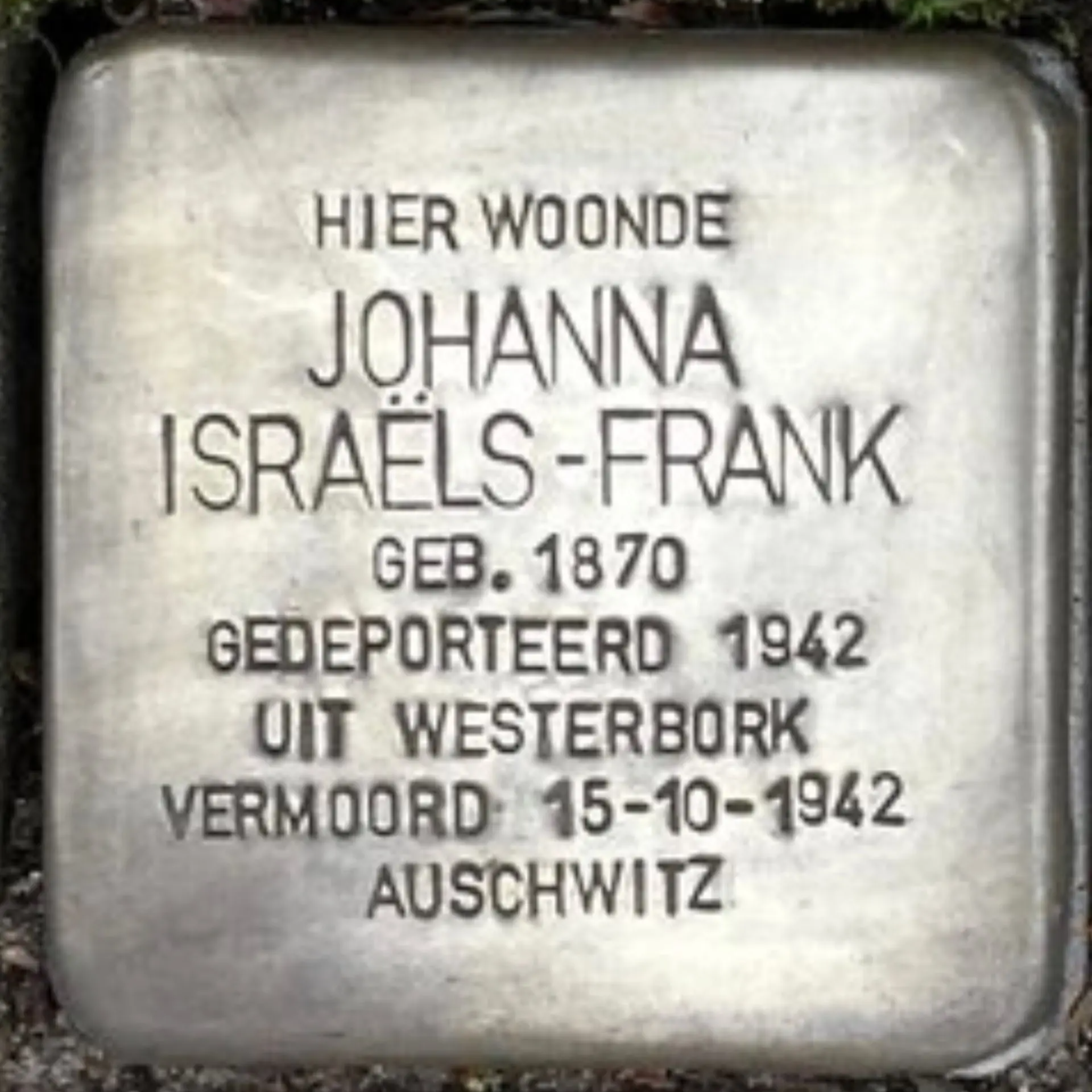 Struikelsteen voor Johanna Israëls-Frank