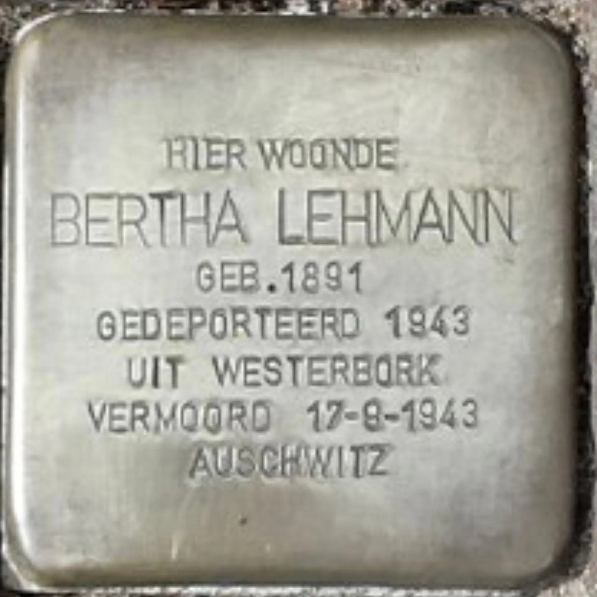 Struikelsteen voor Sara Bertha Lehmann