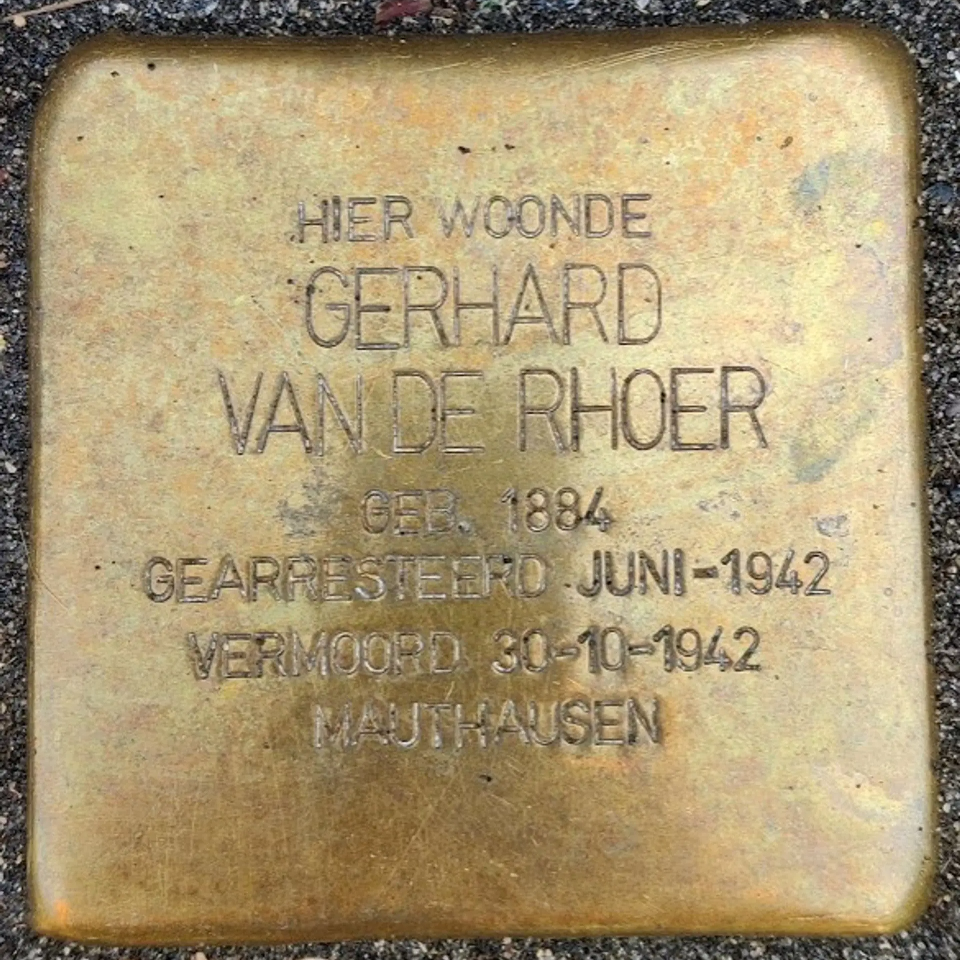 Struikelsteen voor Gerhard van de Rhoer