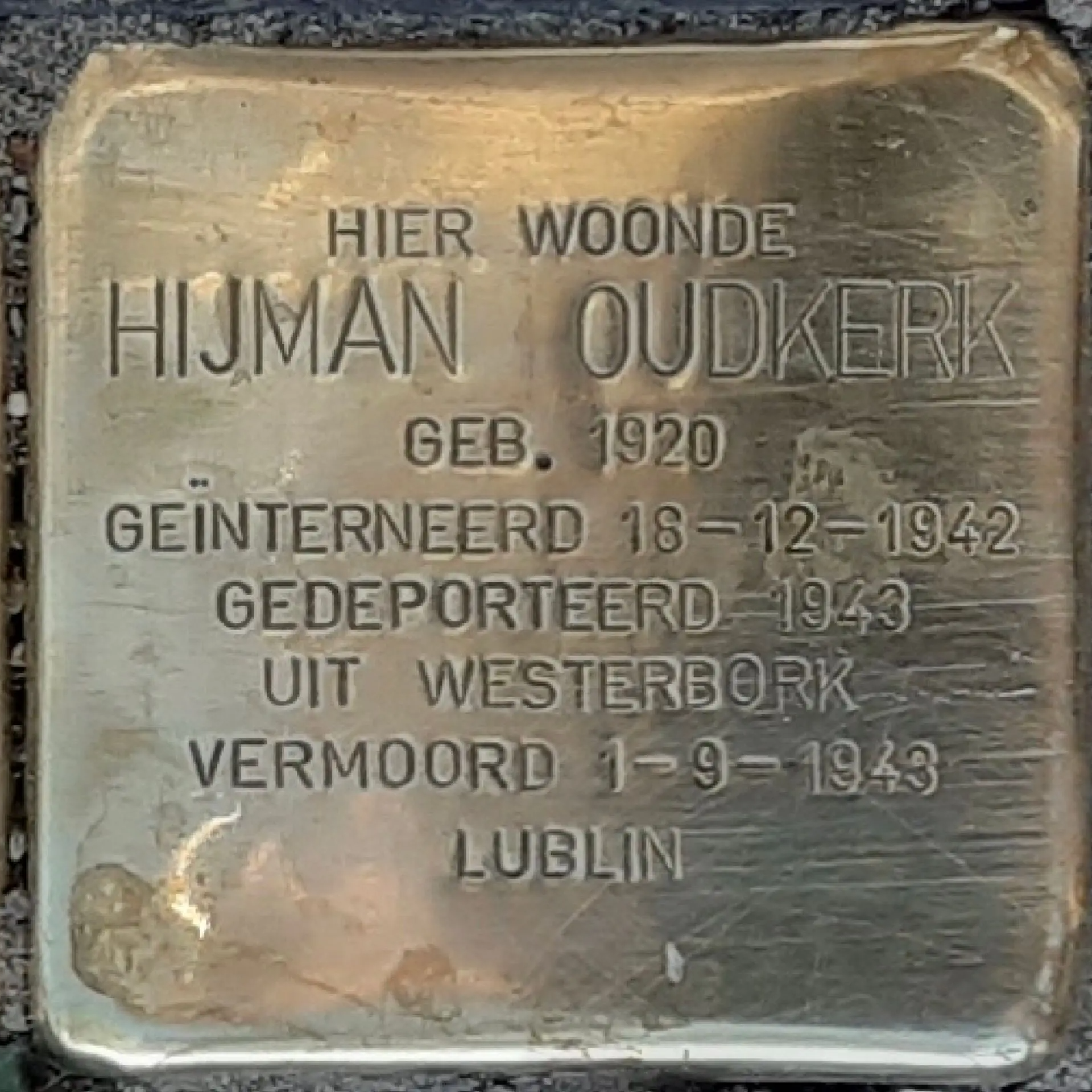 Struikelsteen voor Hijman Oudkerk