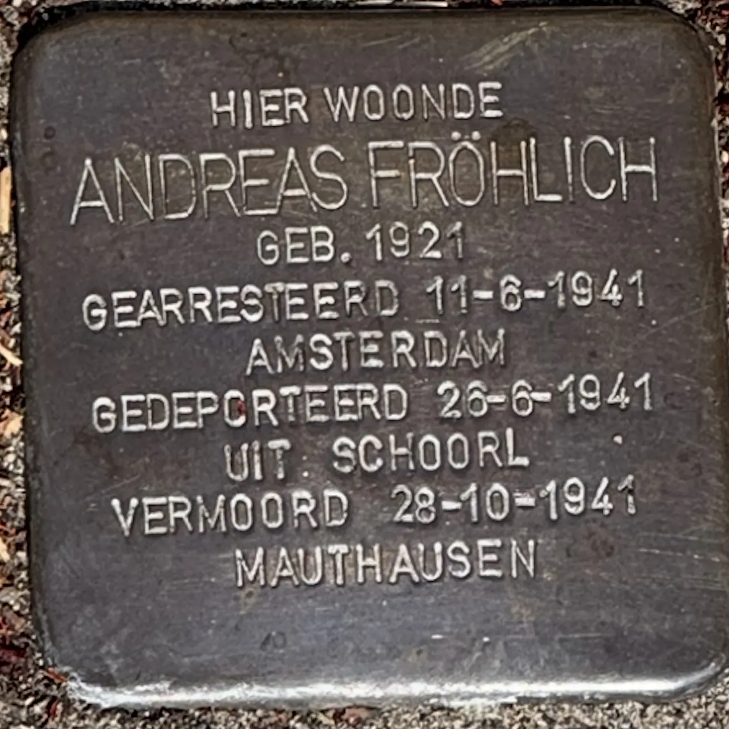 Struikelsteen voor Andreas Fröhlich