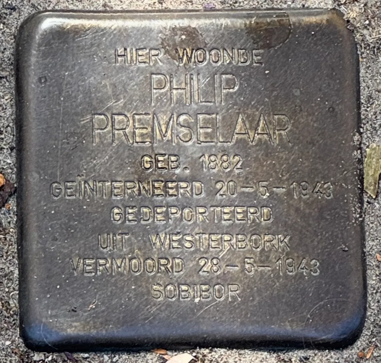 Struikelsteen voor Philip Premselaar