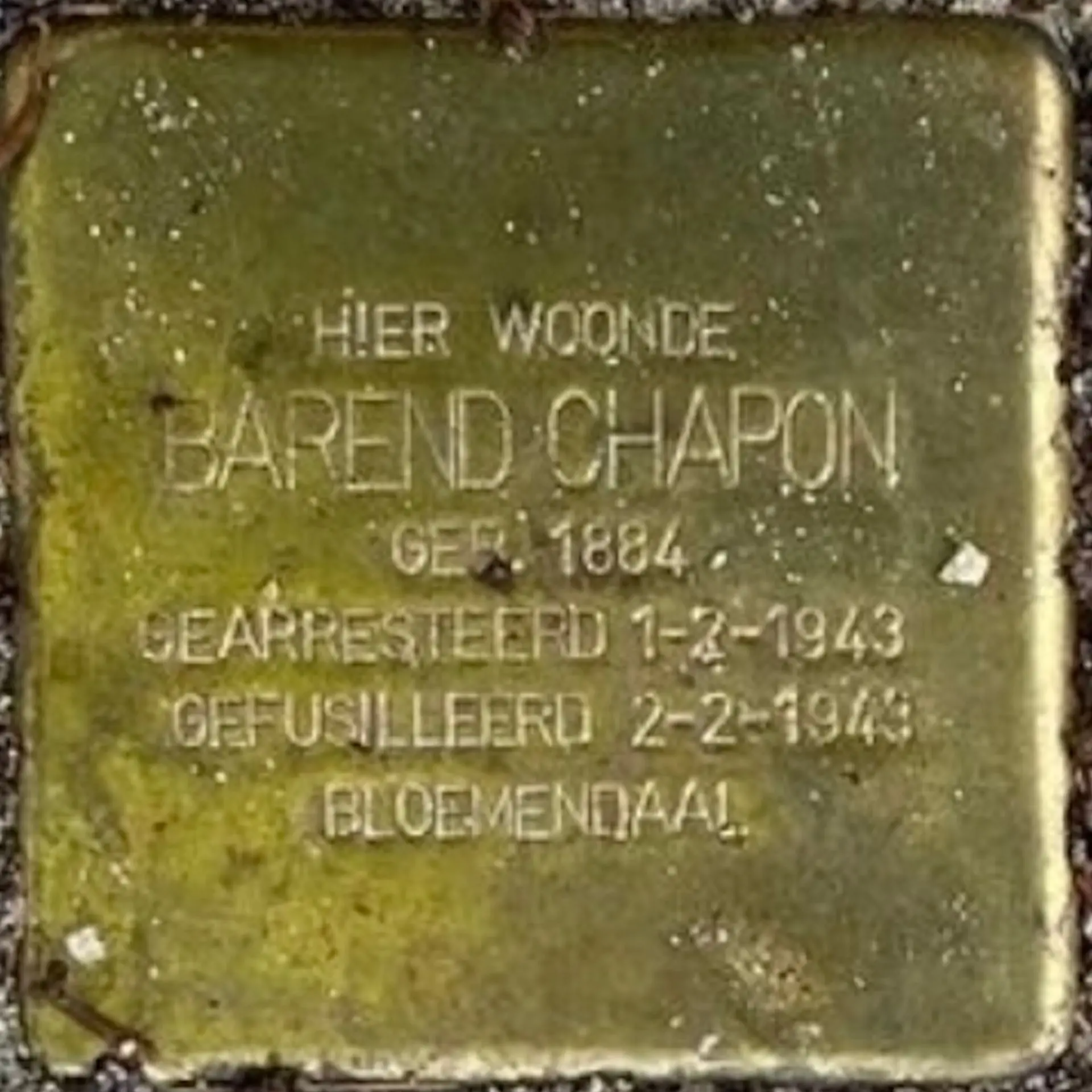 Struikelsteen voor Barend Chapon