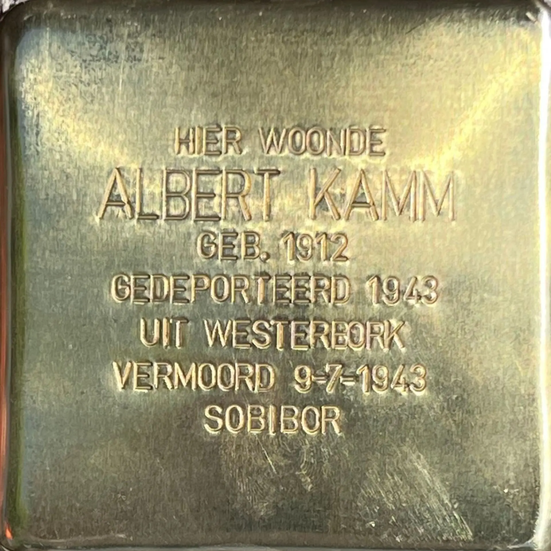 Struikelsteen voor Albert Kamm